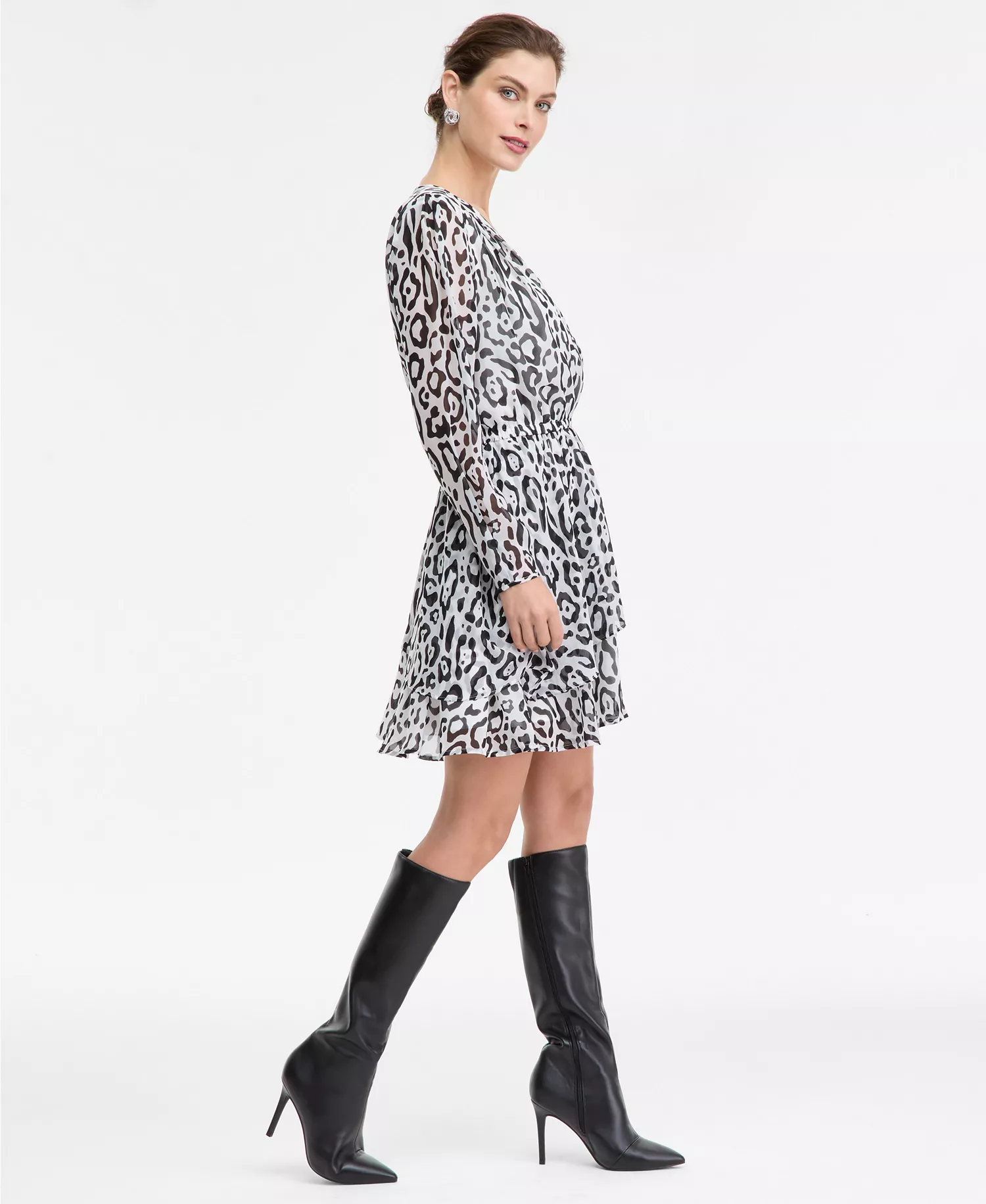 Women's Printed Long-Sleeve Surplice Mini Dress, Macy's Exclusive - Jayla Anim - L