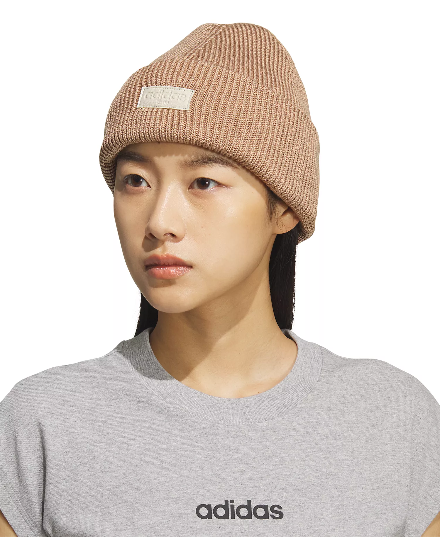 Women's Premium Cuff-Fold Beanie - Warm Sandstone Beige/light Brown - ONE SIZE
