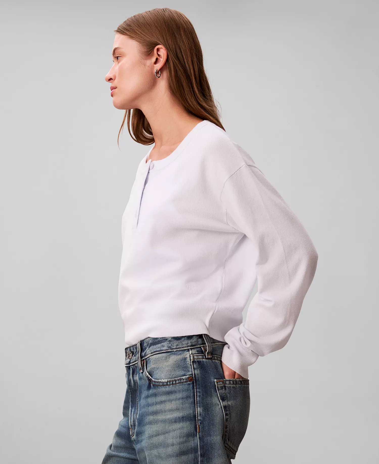 Women's Long Sleeve Henley T-Shirt - Lacey Lilac - L