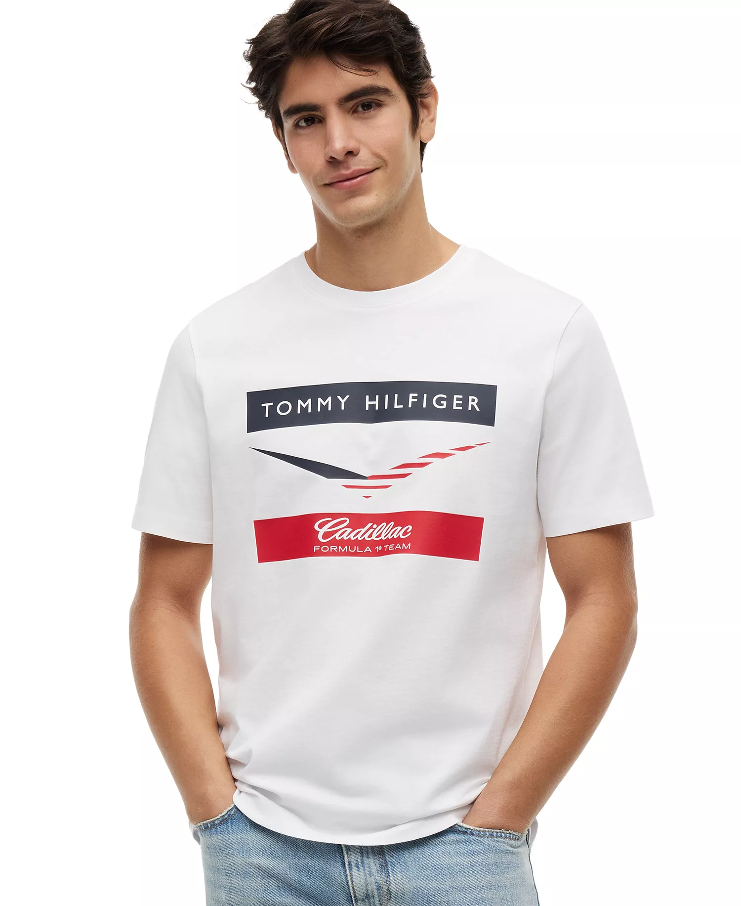 x Cadillac F1® Men's Chevron Logo Short-Sleeve T-Shirt - White - L