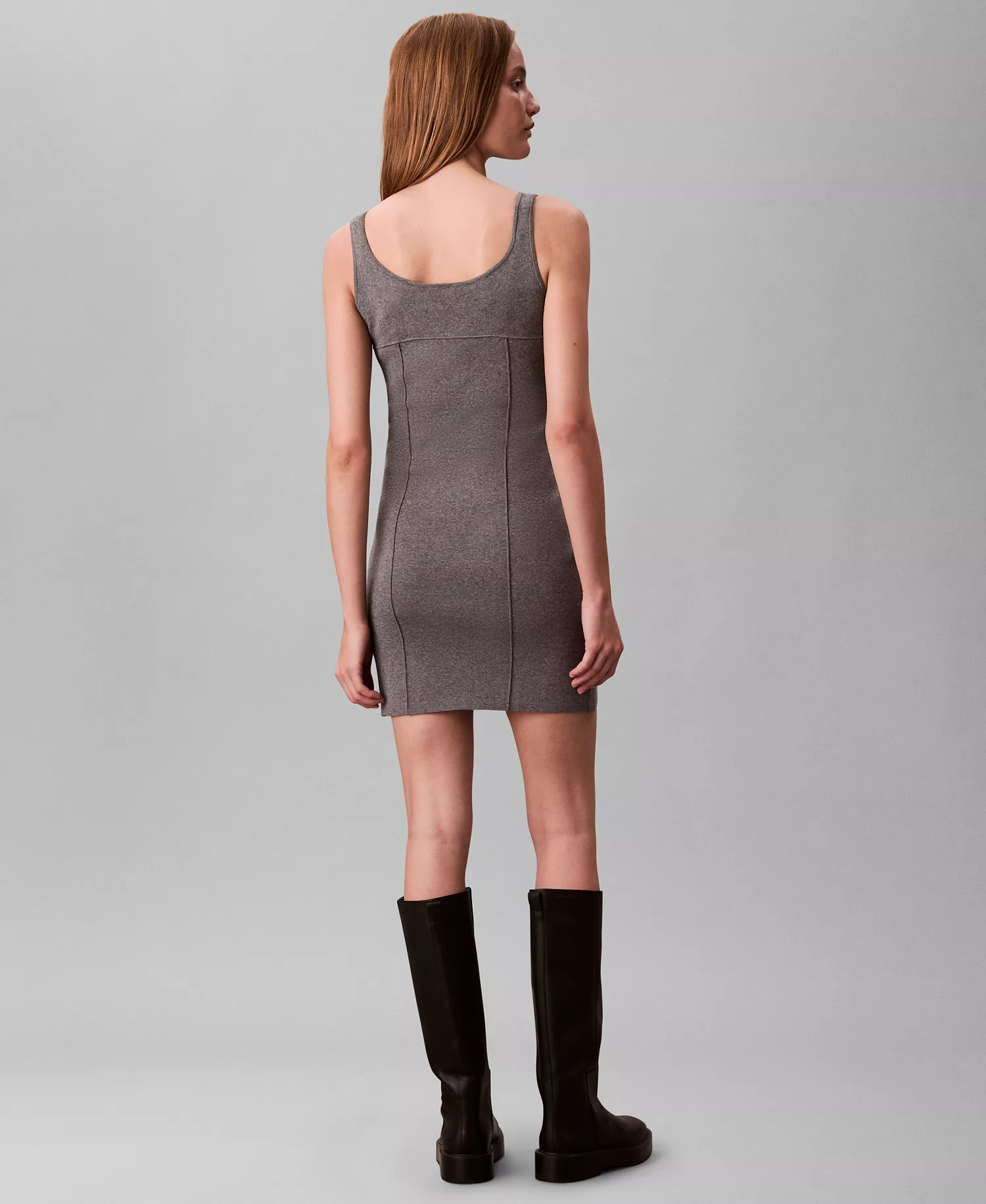Women's Half Milano Tech Knit Slim Mini Dress - Grey Heather - L