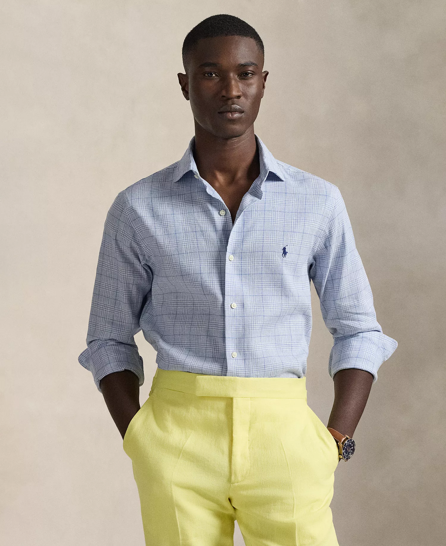 Men's Classic-Fit Checkered Shirt - Blue - 2XL