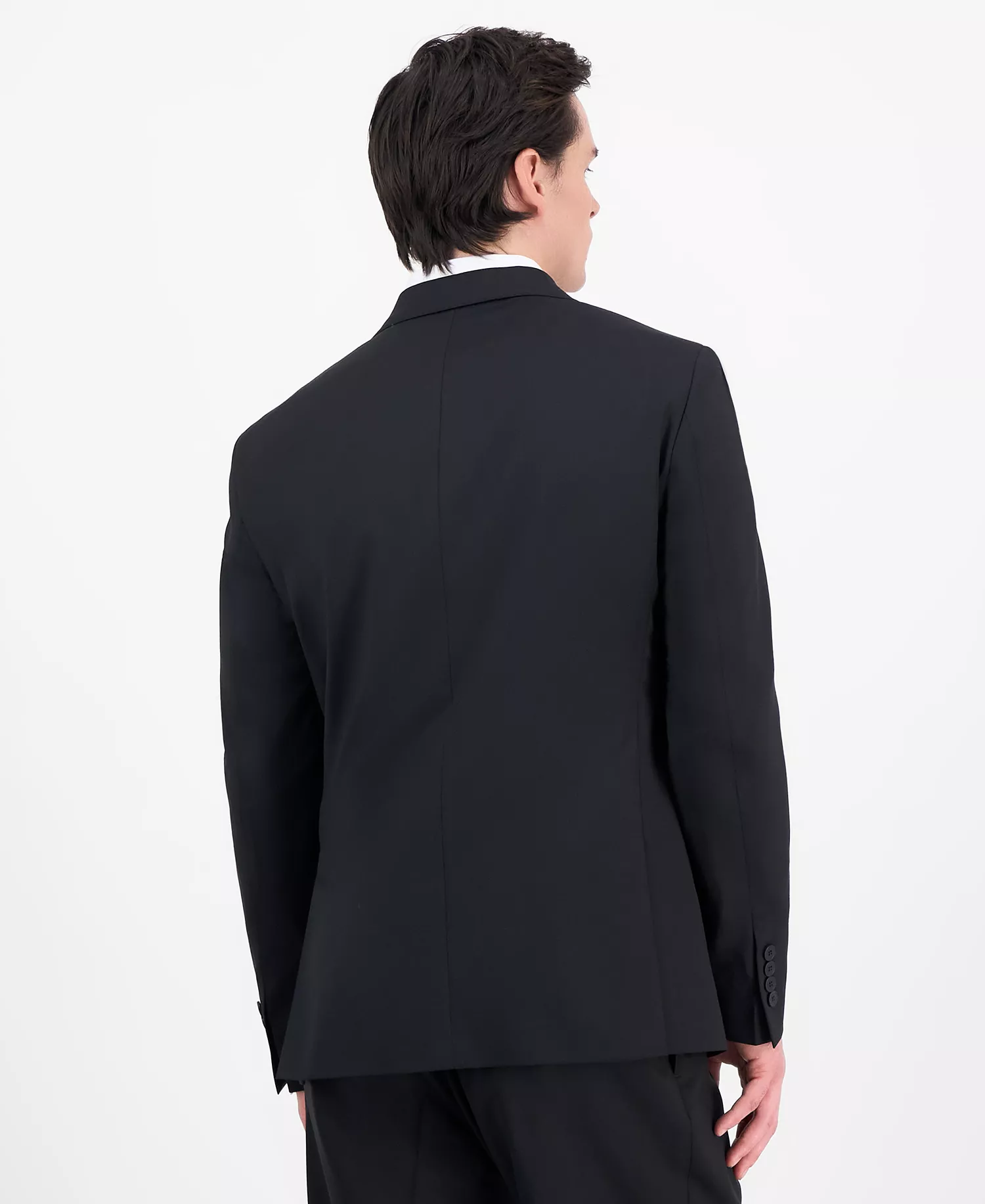 Men's Slim-Fit Italian Wool Solid Suit  - Black - 36R