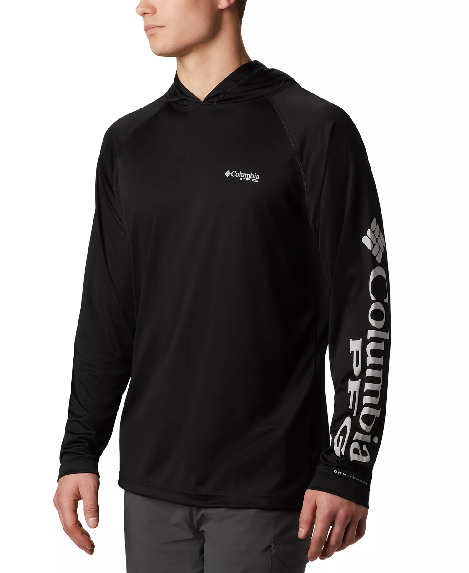 Men's Terminal Tackle UPF 50 Hoodie - Black, Cool Grey Logo - L