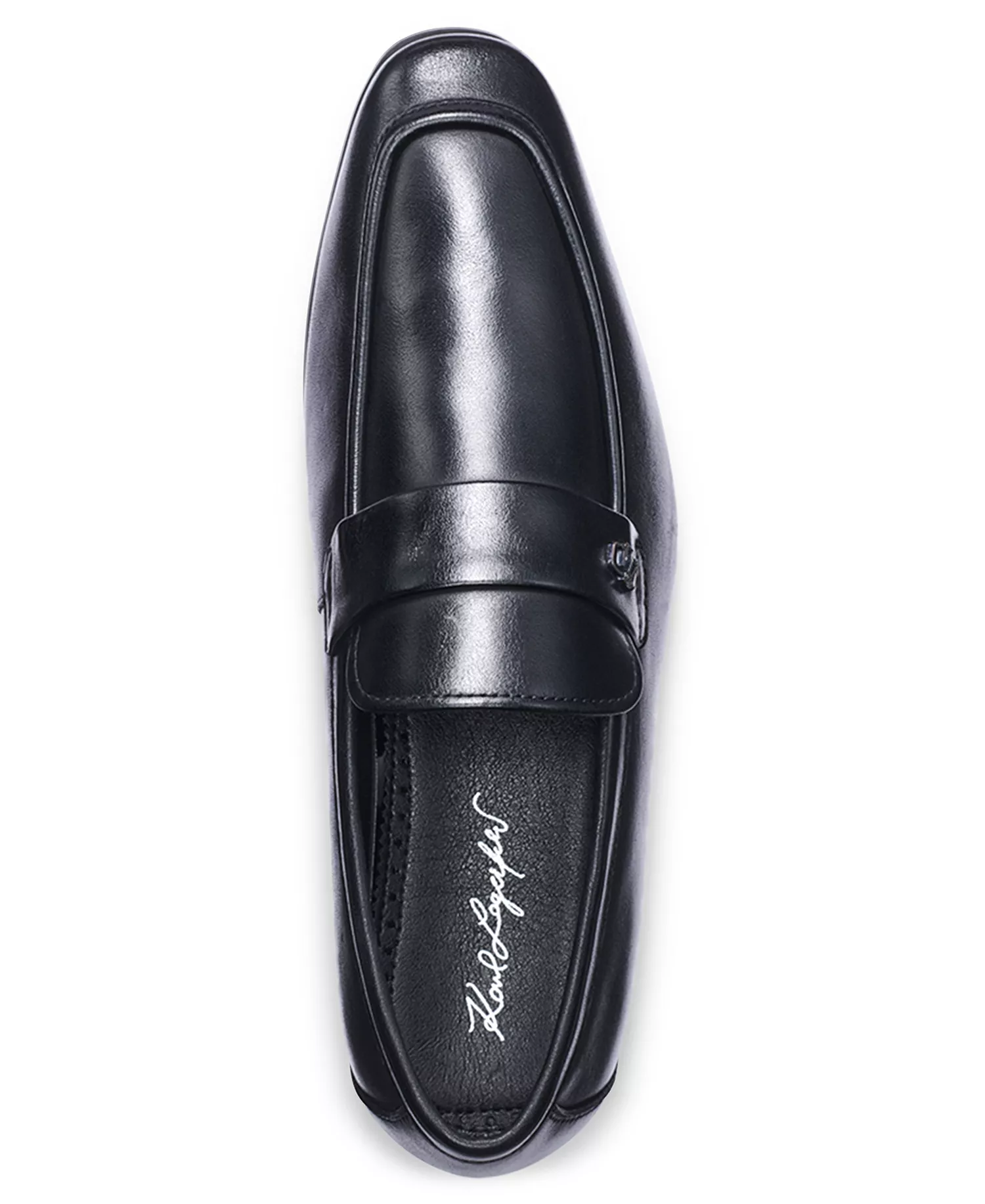 LEATHER BANDED SLIP ON LOAFER WITH SIDE KARL - Black - 10.5M