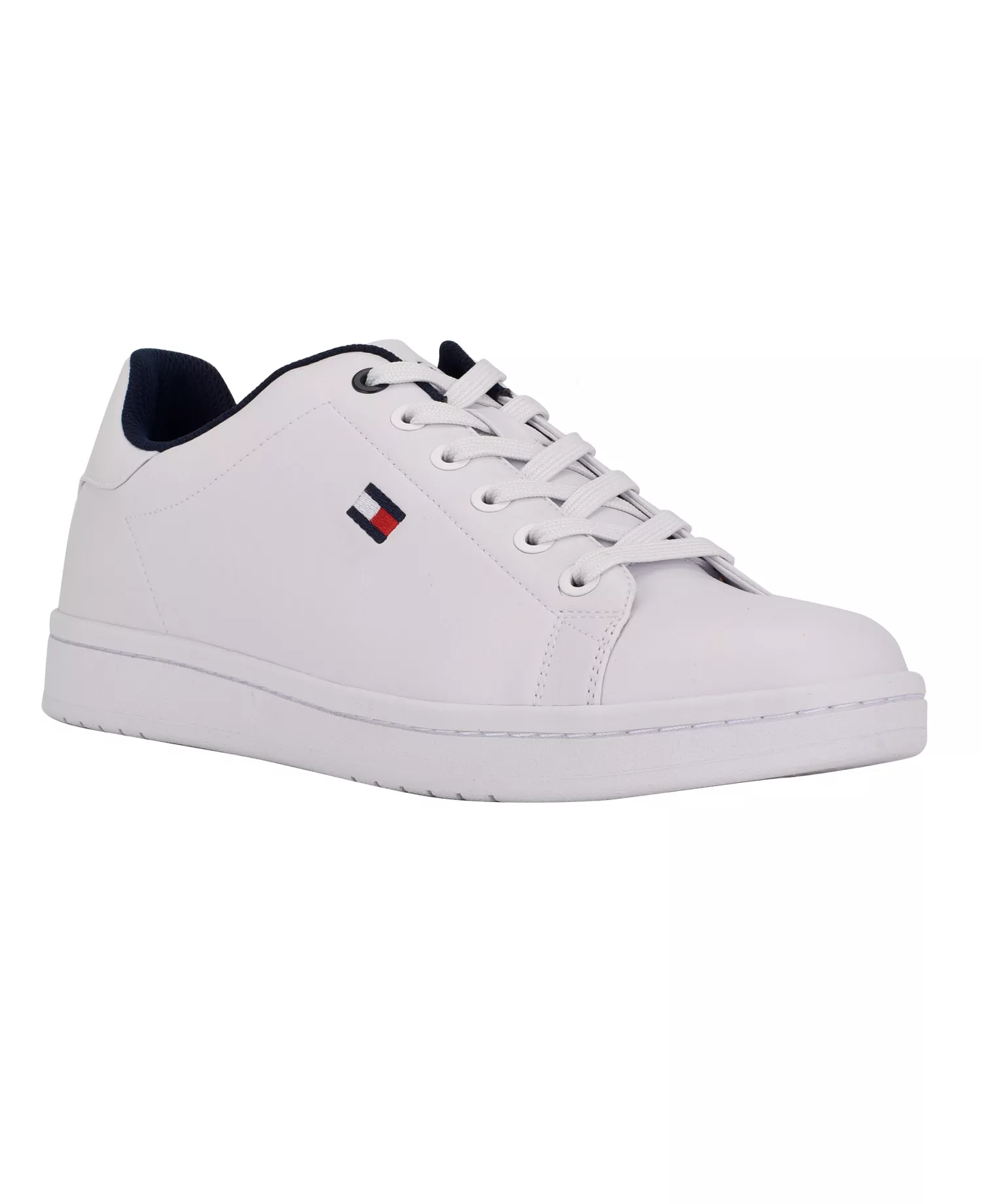 Men's Lendar Flag Logo Lace Up Sneakers - White, Navy Multi - 10.5M