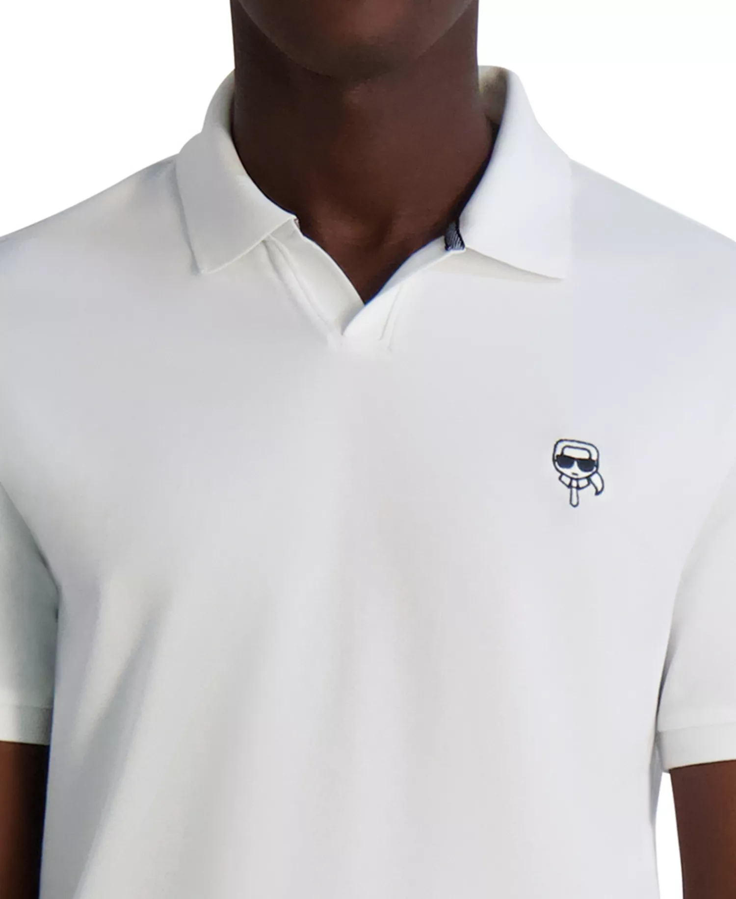Men's Short Sleeve Karl Head Logo Pique Polo Shirt - White - L