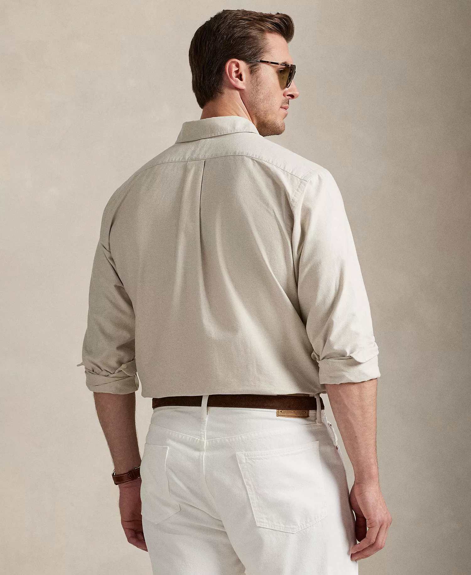 Men's Big & Tall Long-Sleeve Oxford Shirt - Coastal Beige - 2LT