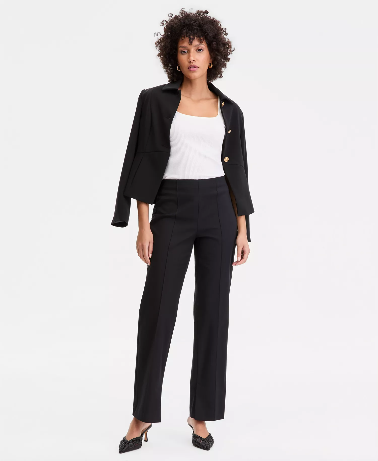 Women's High-Rise Bootcut Pants, Created for Macy's - Deep Black - 0