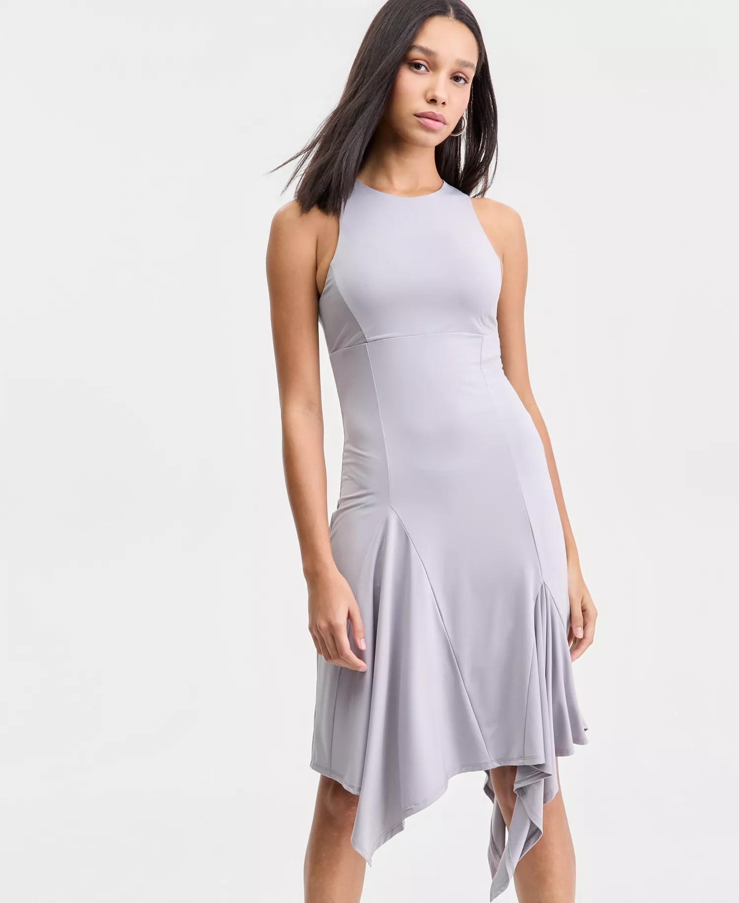 Women's Handkerchief-Hem Sleeveless Dress, Macy's Exclusive - Cloud Grey - L