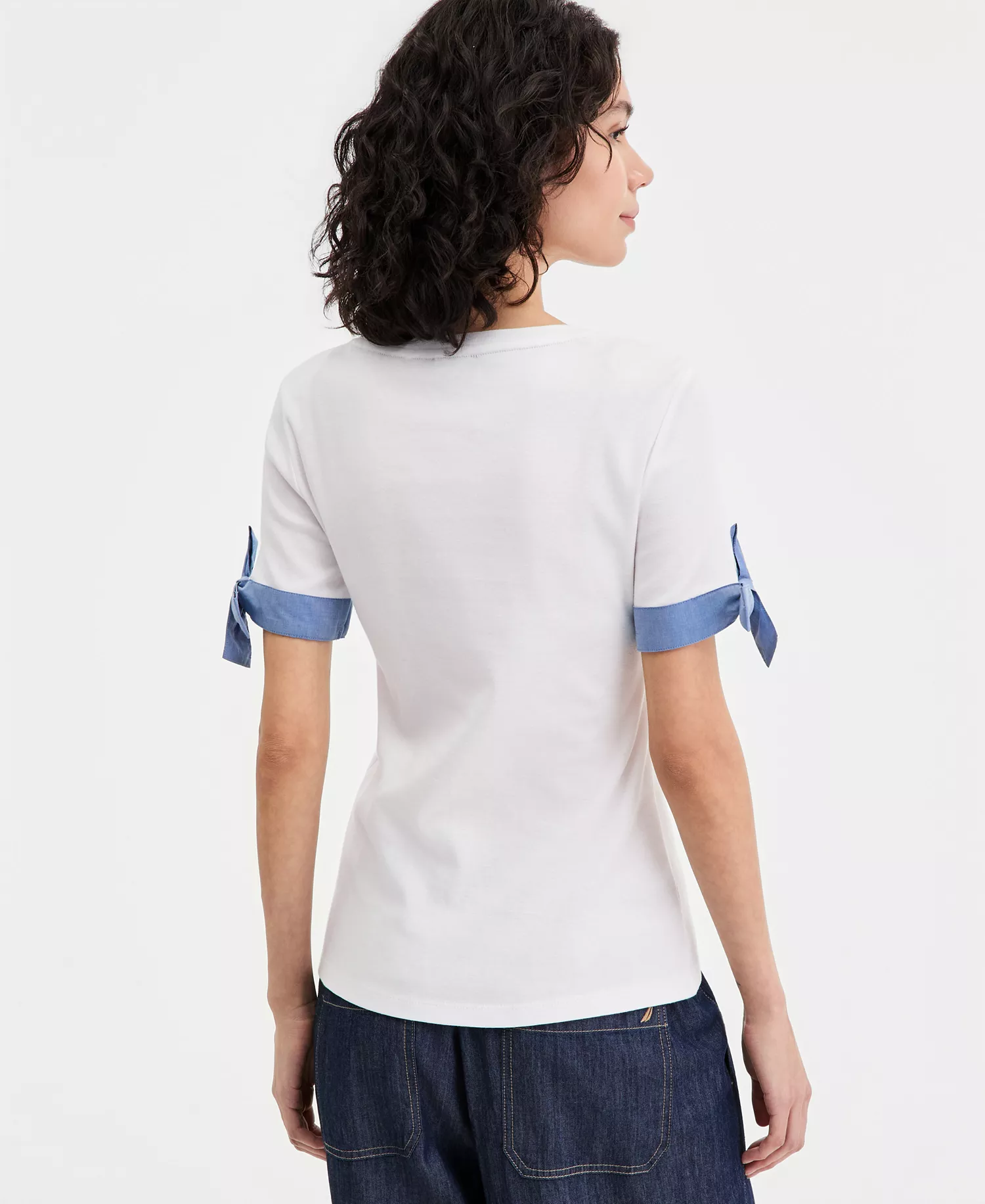 Jeans Women's Cotton Tie-Cuff Top - Bright White - L