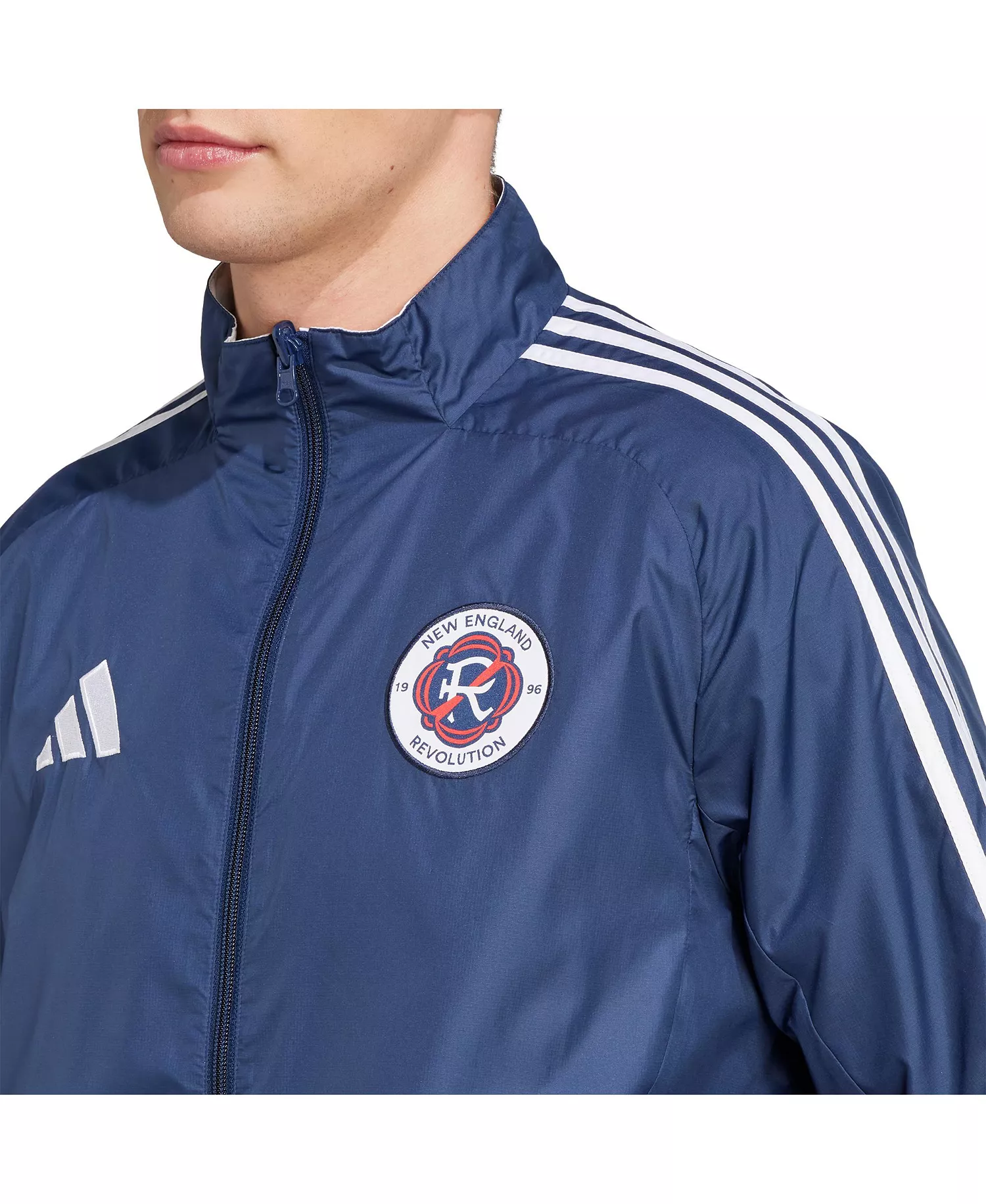 Men's Navy/White New England Revolution 2025 Anthem Reversible Full-Zip Jacket - Navy, White - L