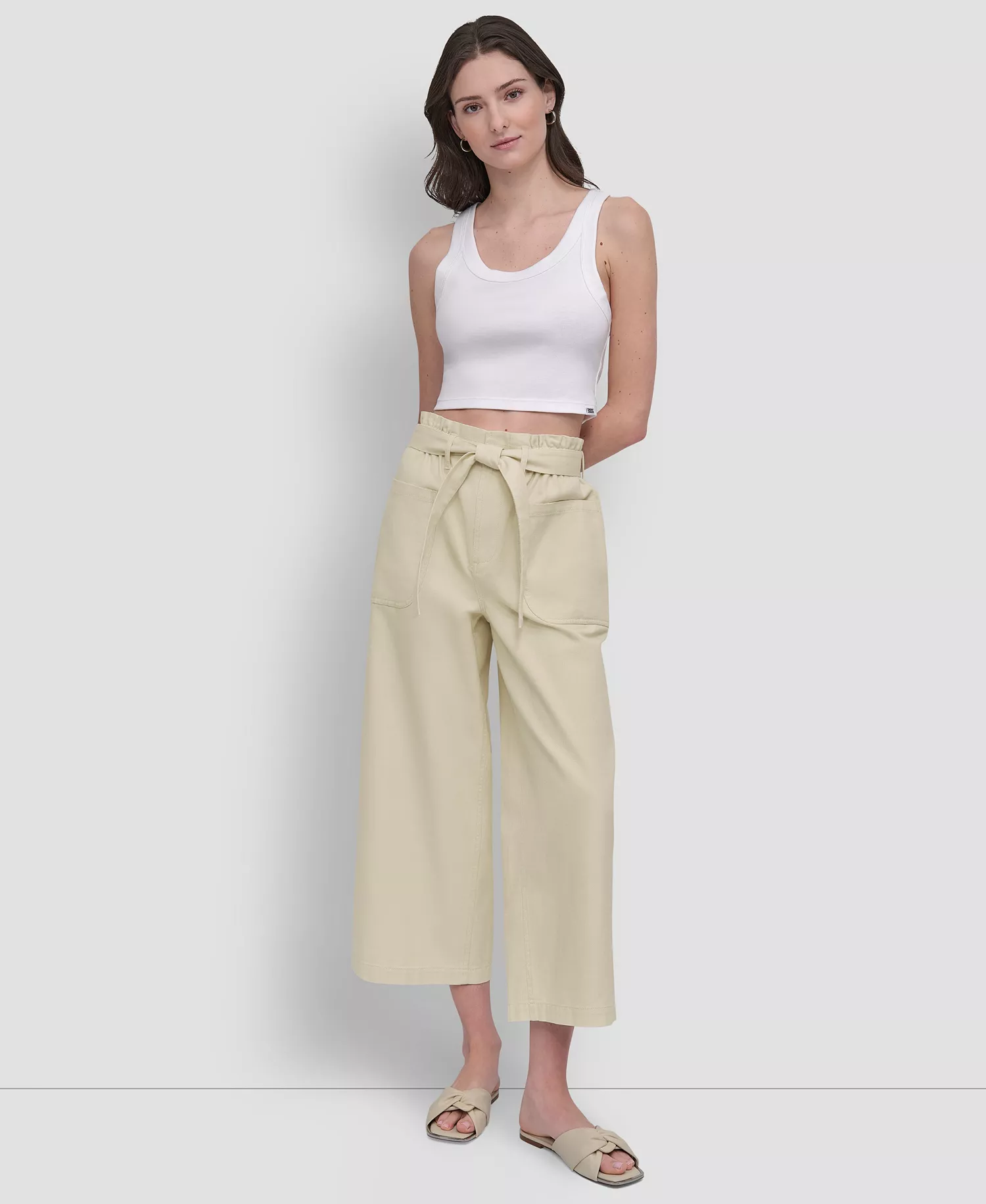 Women's High-Rise Paper Bag Pants - Pebble - L