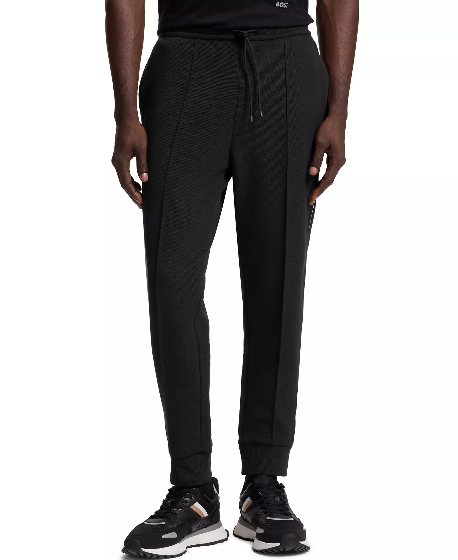 Men's Cotton-Blend Tracksuit Pants - Black - 2XL
