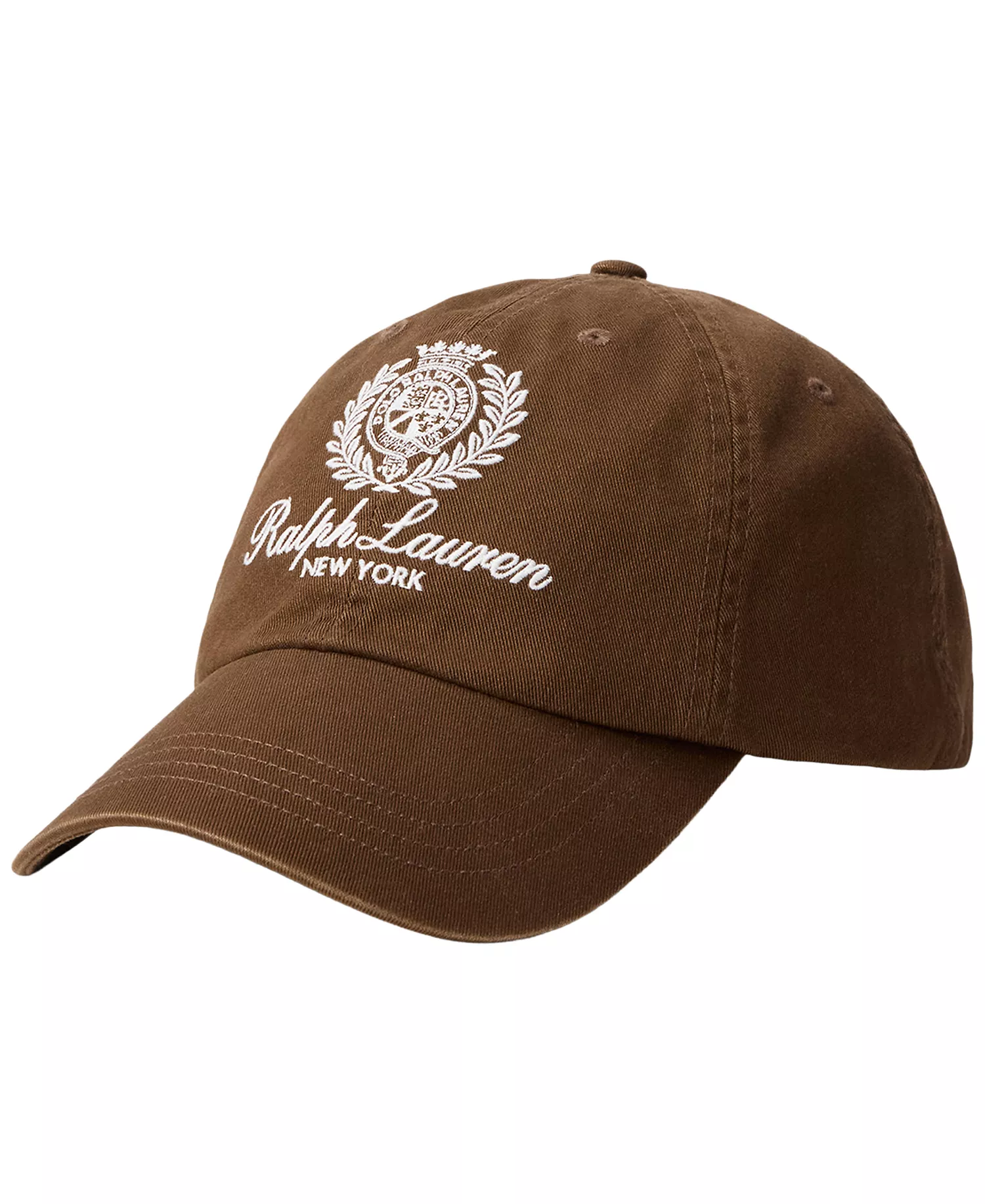 Crest-Embroidered Twill Ball Cap - Branch Brown - ONE SIZE