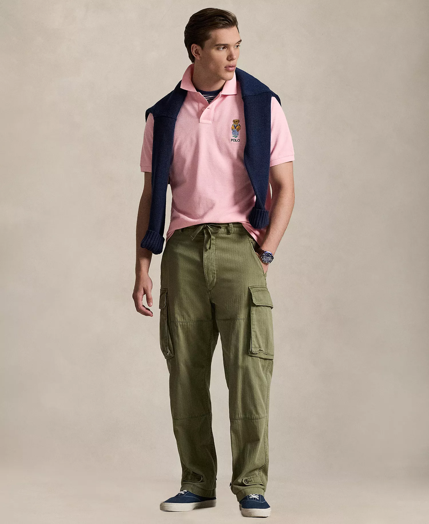 Men's Bear Mesh Polo Shirt - Garden Pink Summer Bear - 2XL