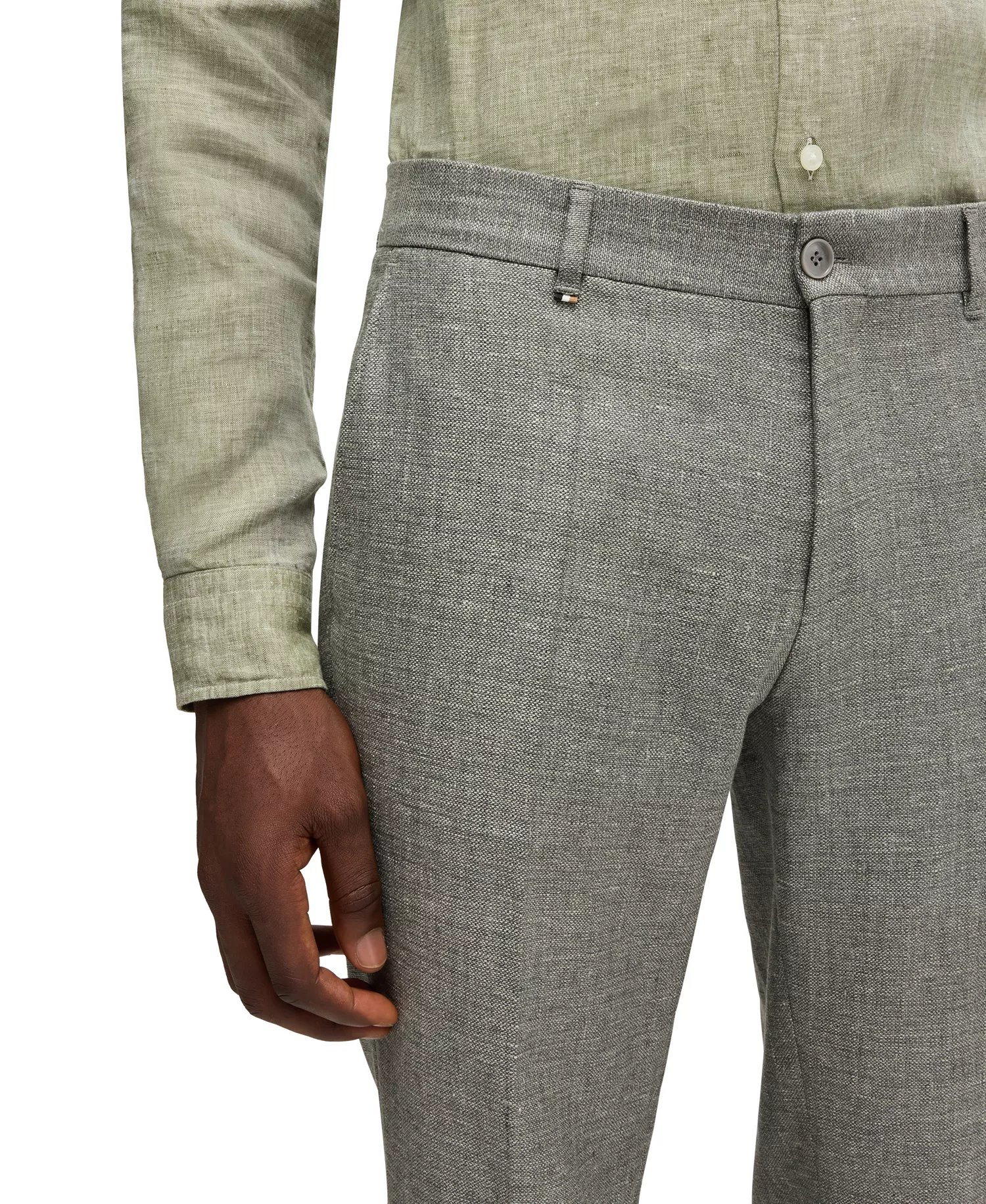 Men's Micro-Patterned Stretch Formal Trousers - Open Green - 32R