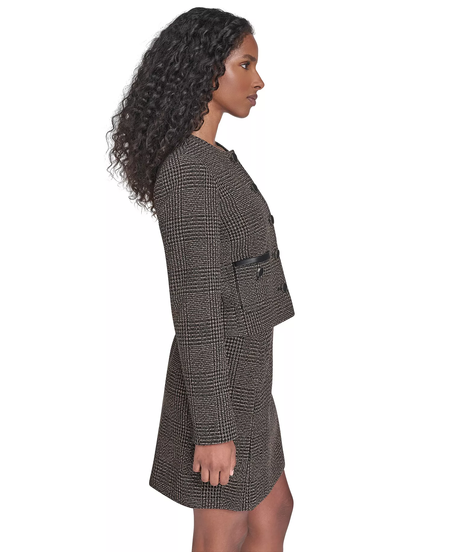 Women's Novelty Button Front Jacket - Black Multi - 14