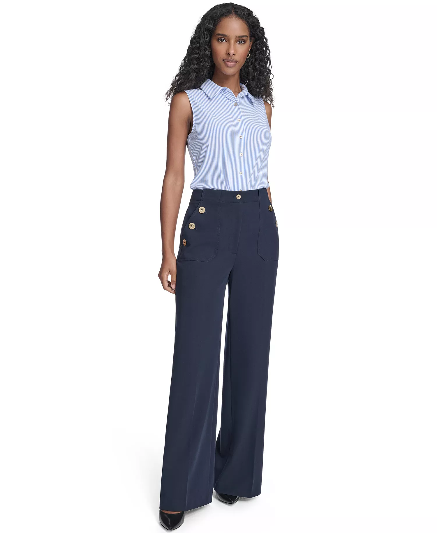 Women's High Rise Solid Sailor Pants - Midnight - 10