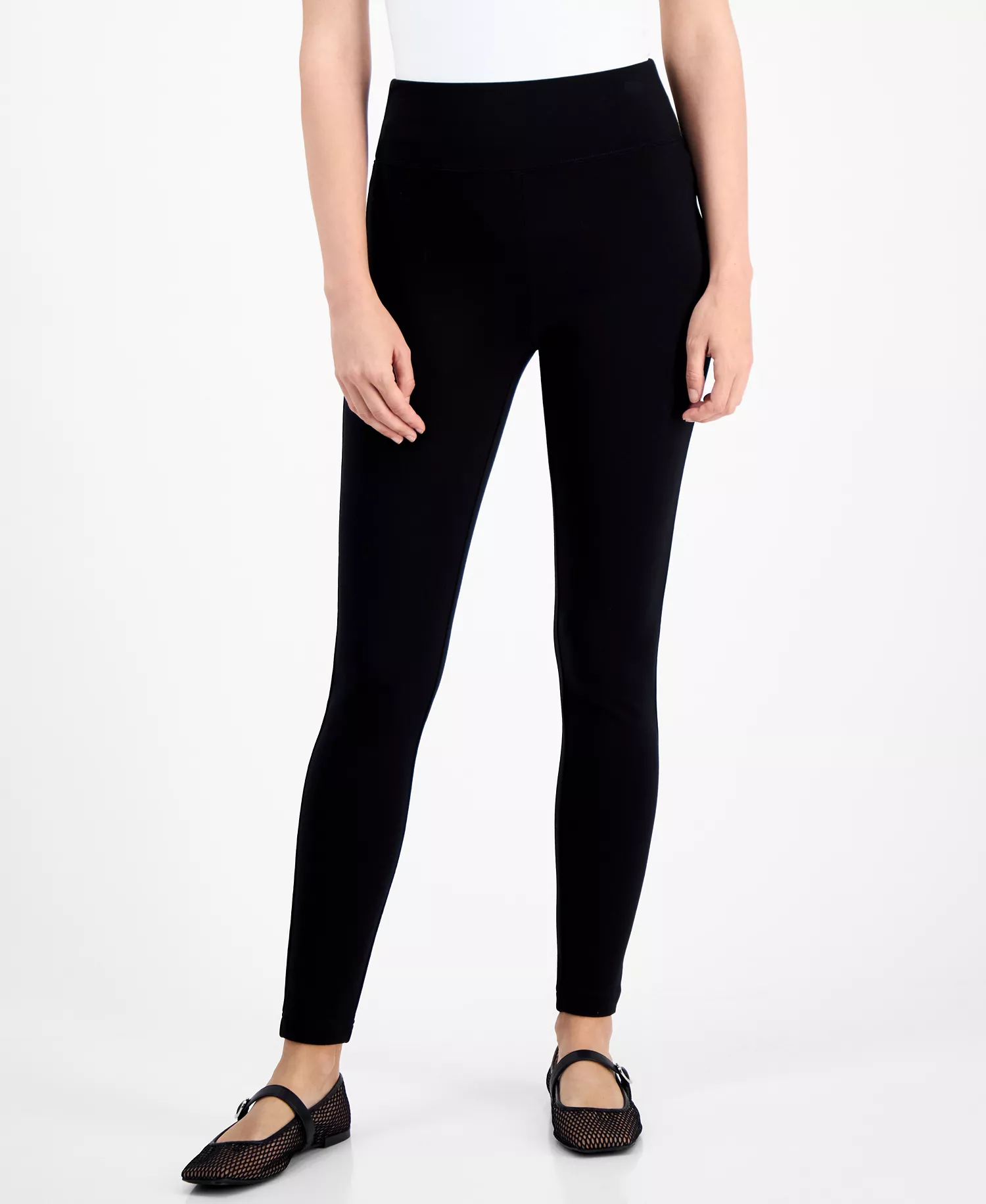 Petite High-Rise Pull-On Leggings, Macy's Exclusive - Deep Black - P/L