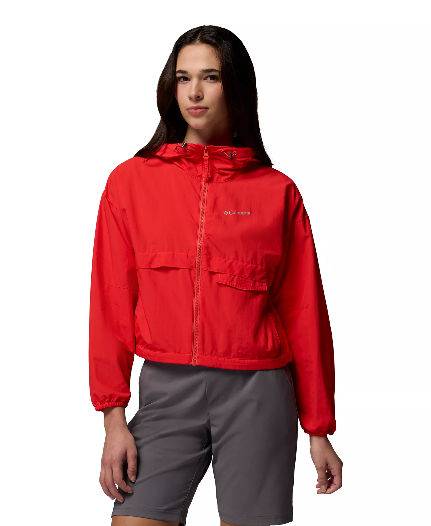 Women's Spire Valley Cropped Windbreaker Jacket - Poppy Red - L