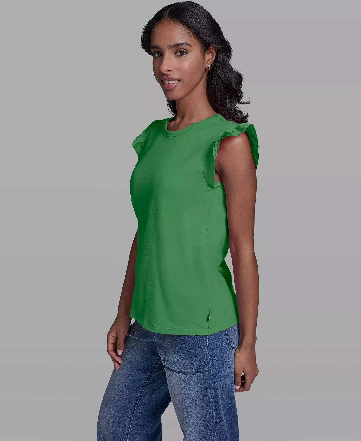 Women's Scallop Trim Boat Neck Top - Ballet Slipper - L