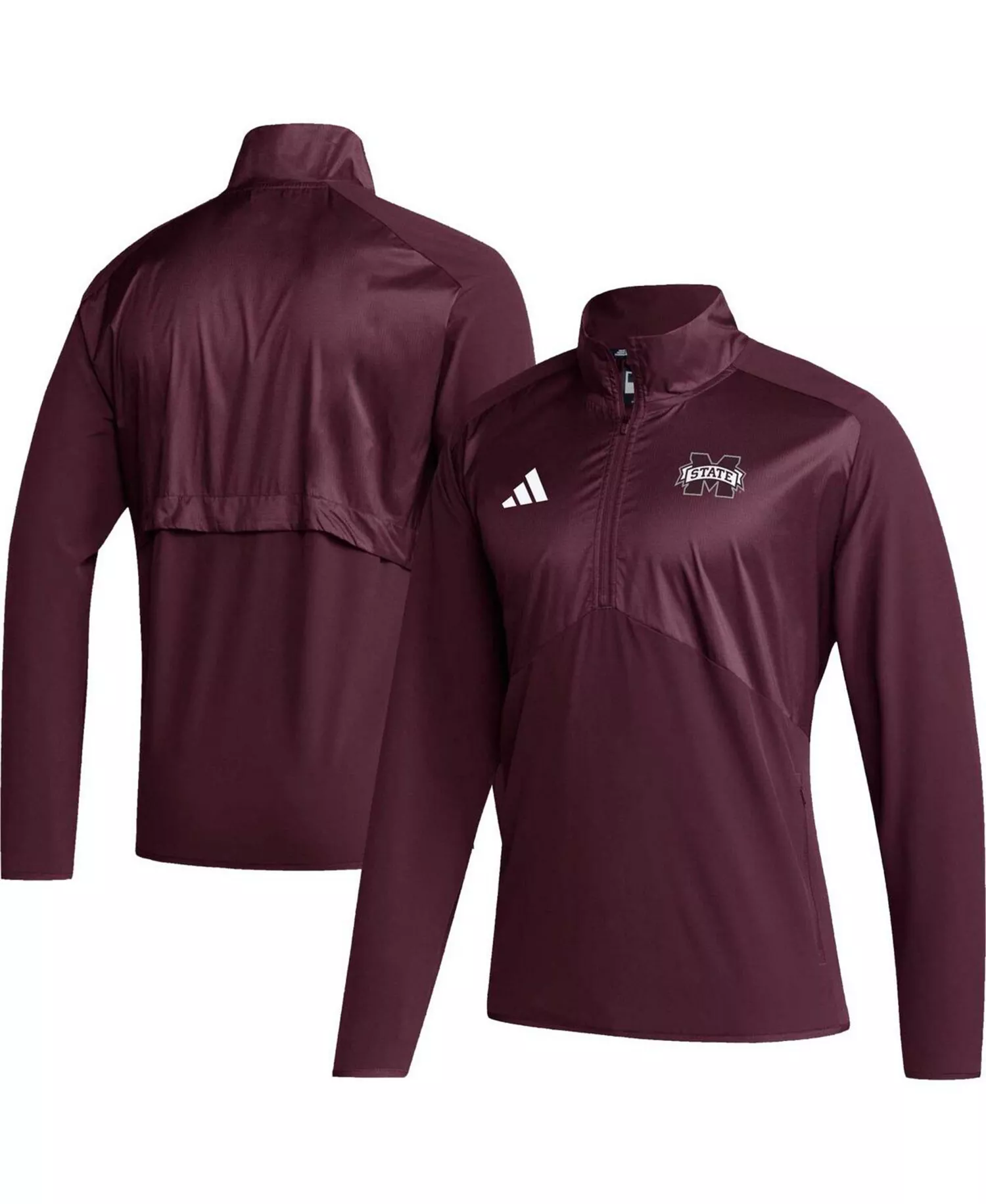 Men's Maroon Mississippi State Bulldogs Sideline AEROREADY Raglan Sleeve Quarter-Zip Jacket - Maroon - 2XL
