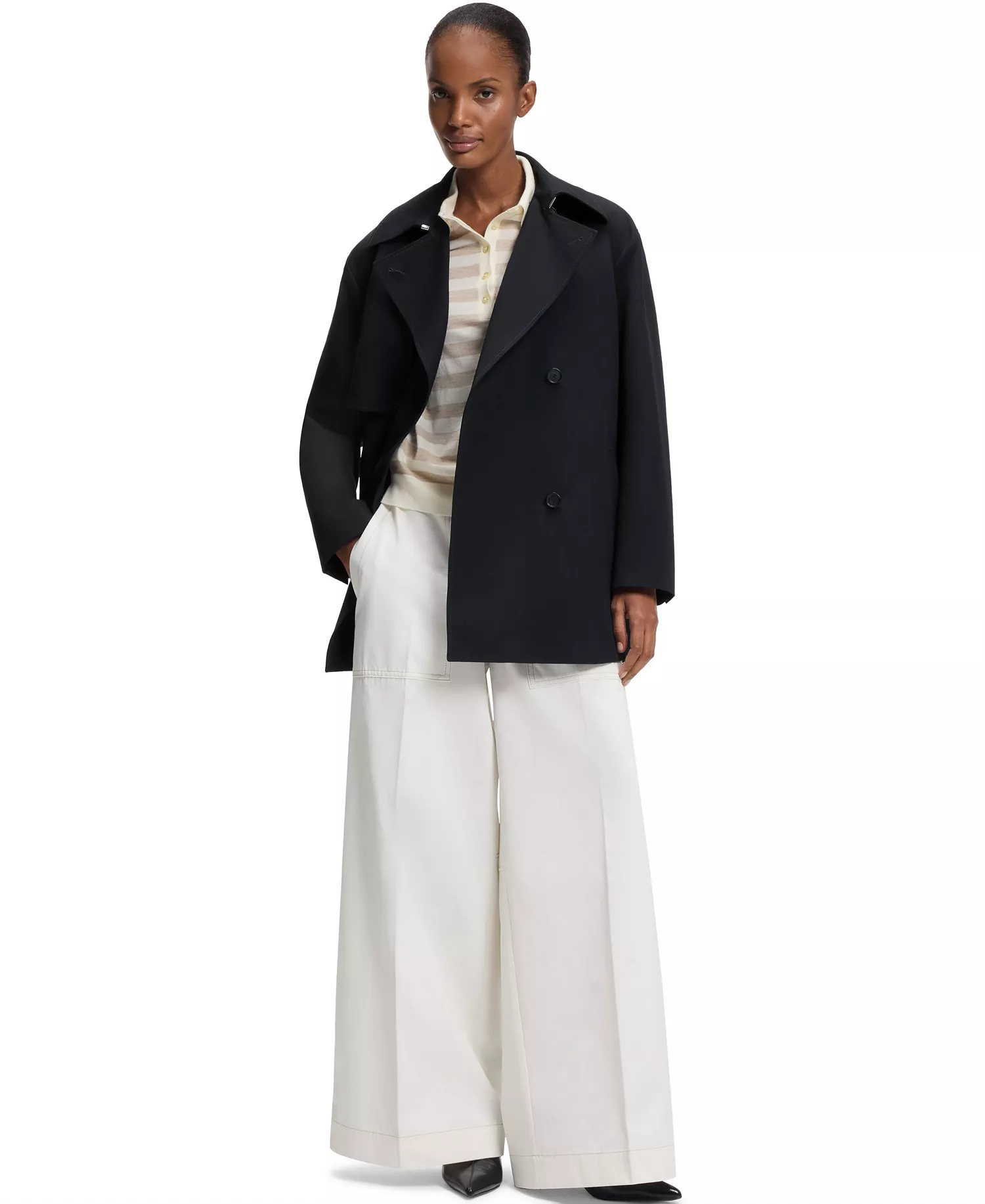 BOSS by Women's Cotton Buckled Belt Trench Coat - Dark Blue - 0