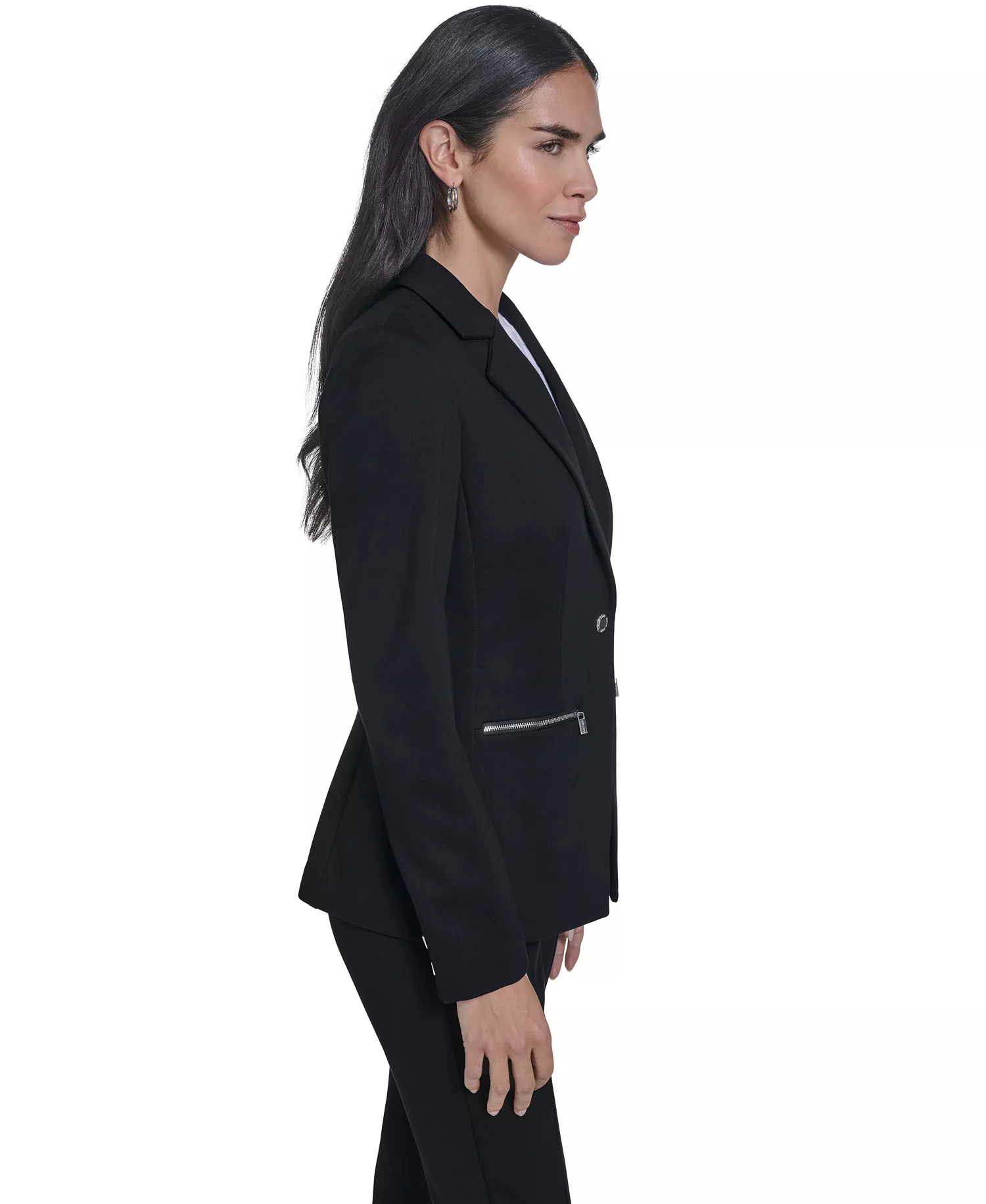 Women's One-Button Jacket - Black - 0