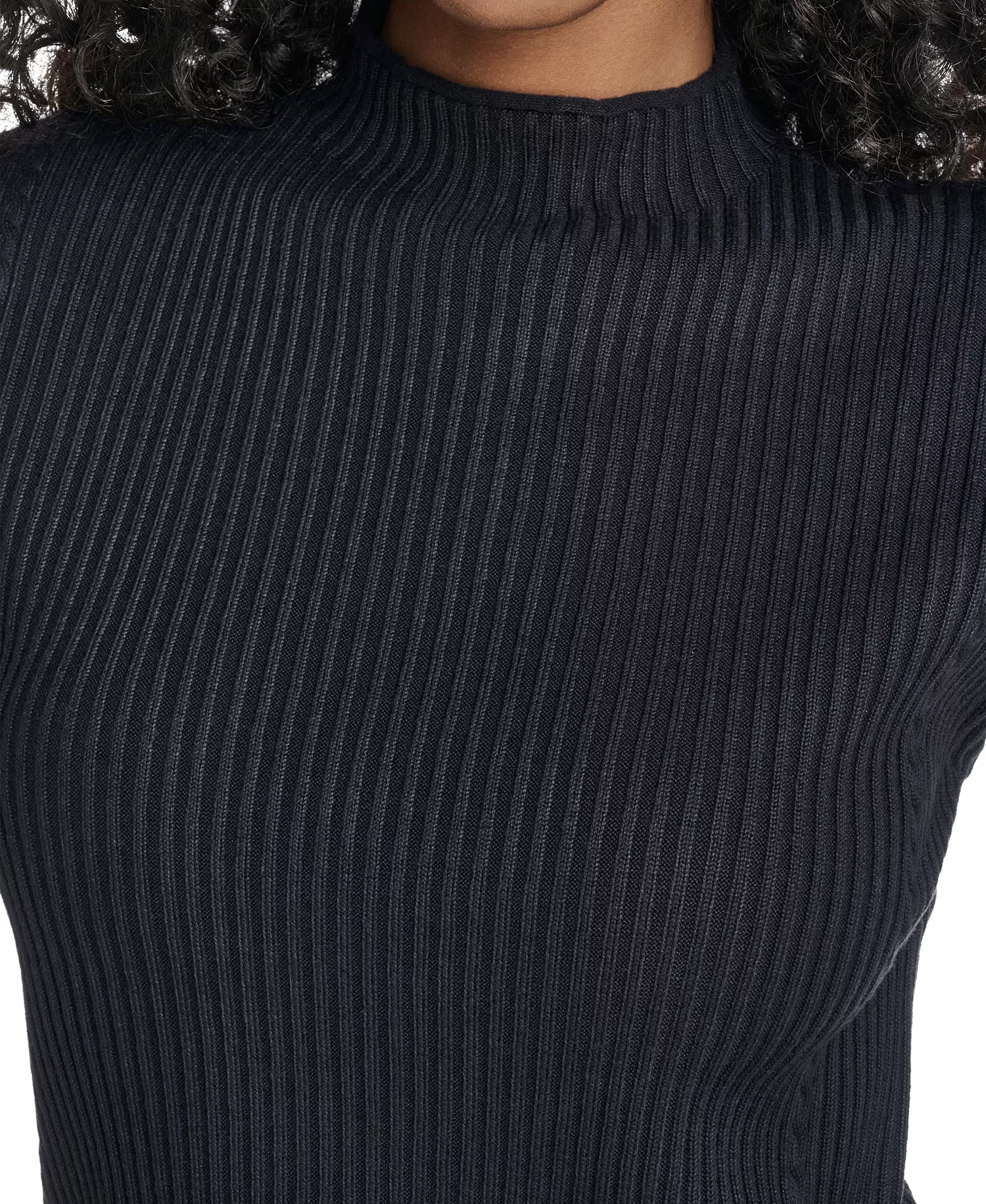Women's Mock Neck Cap Sleeve Sweater - Navy - L