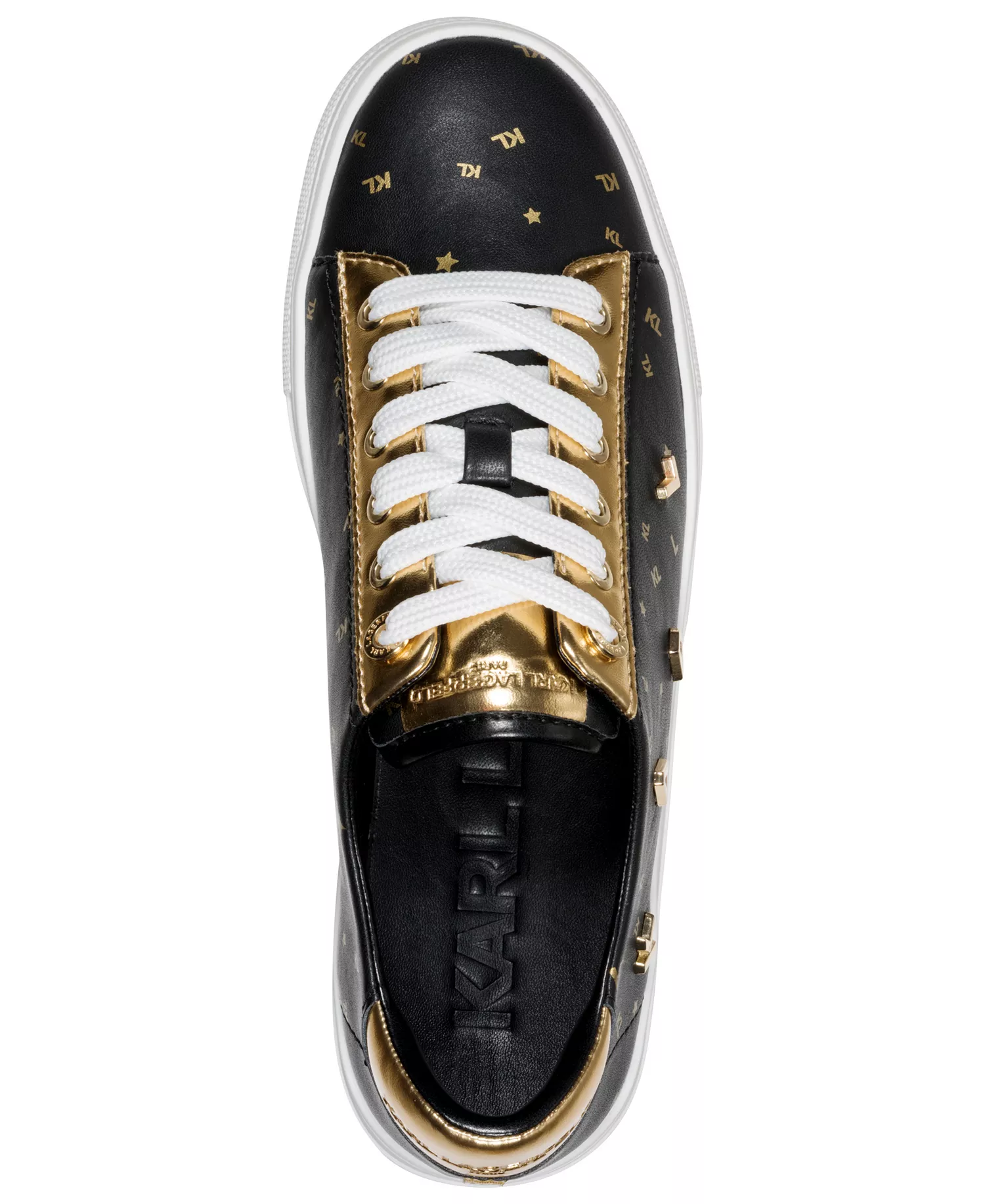 Women's Cate Foil Lace Up Sneakers - Black/Gold - 5