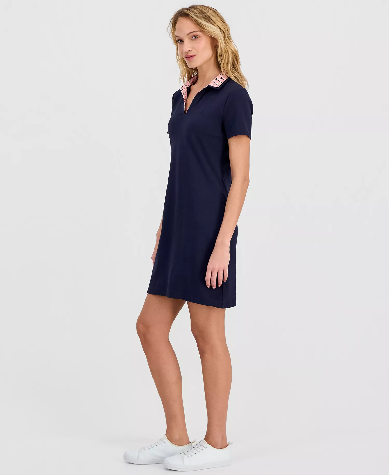 Nautica Women's Cotton Double-Collar Polo Dress  - Night Sky - L