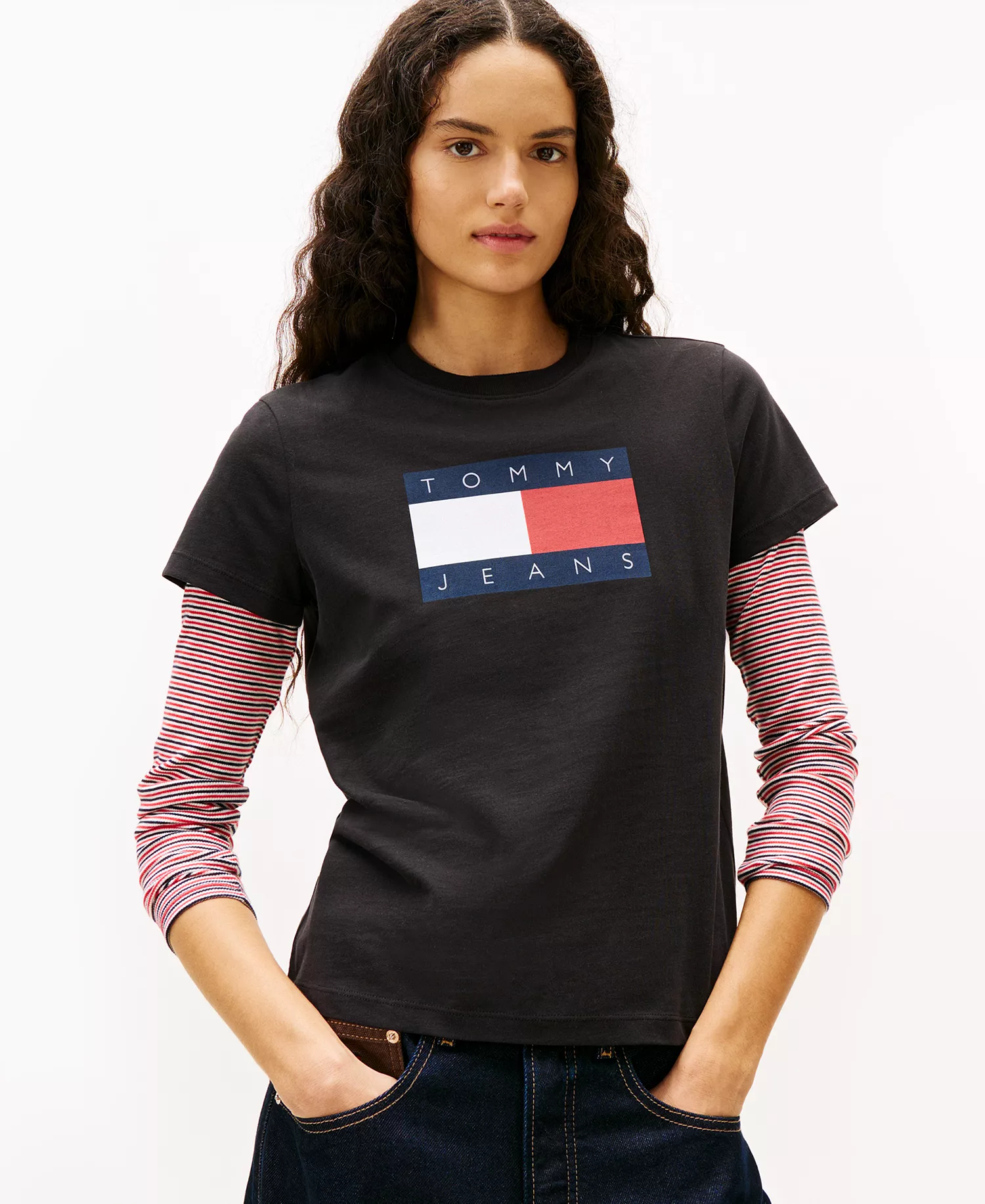 Women's Flag Logo T-Shirt - Black - L