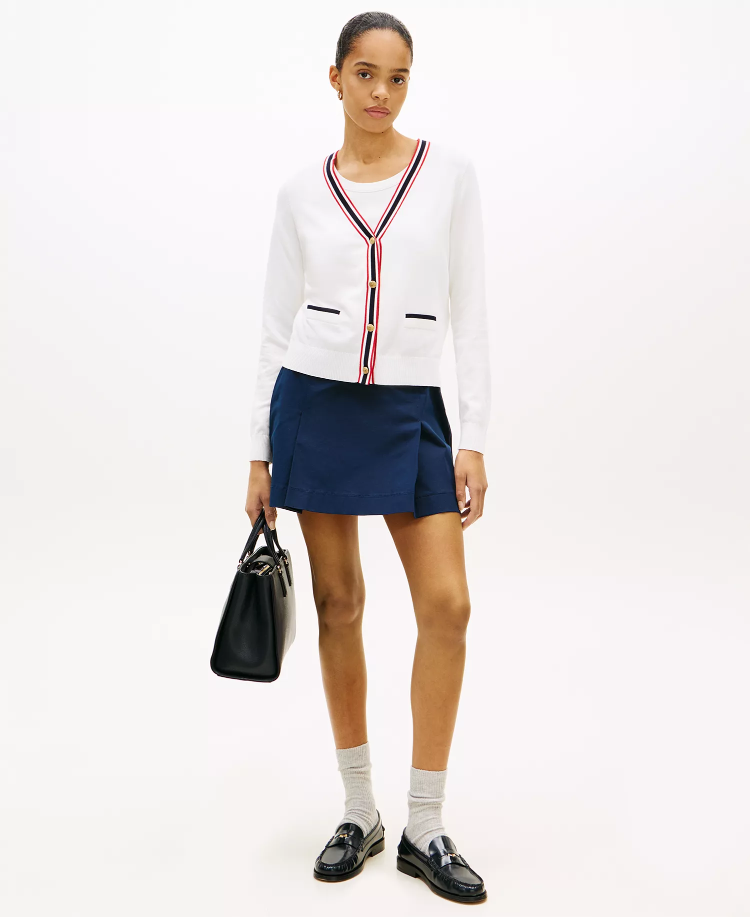 Women's V-Neck Cardigan - Ecru - L