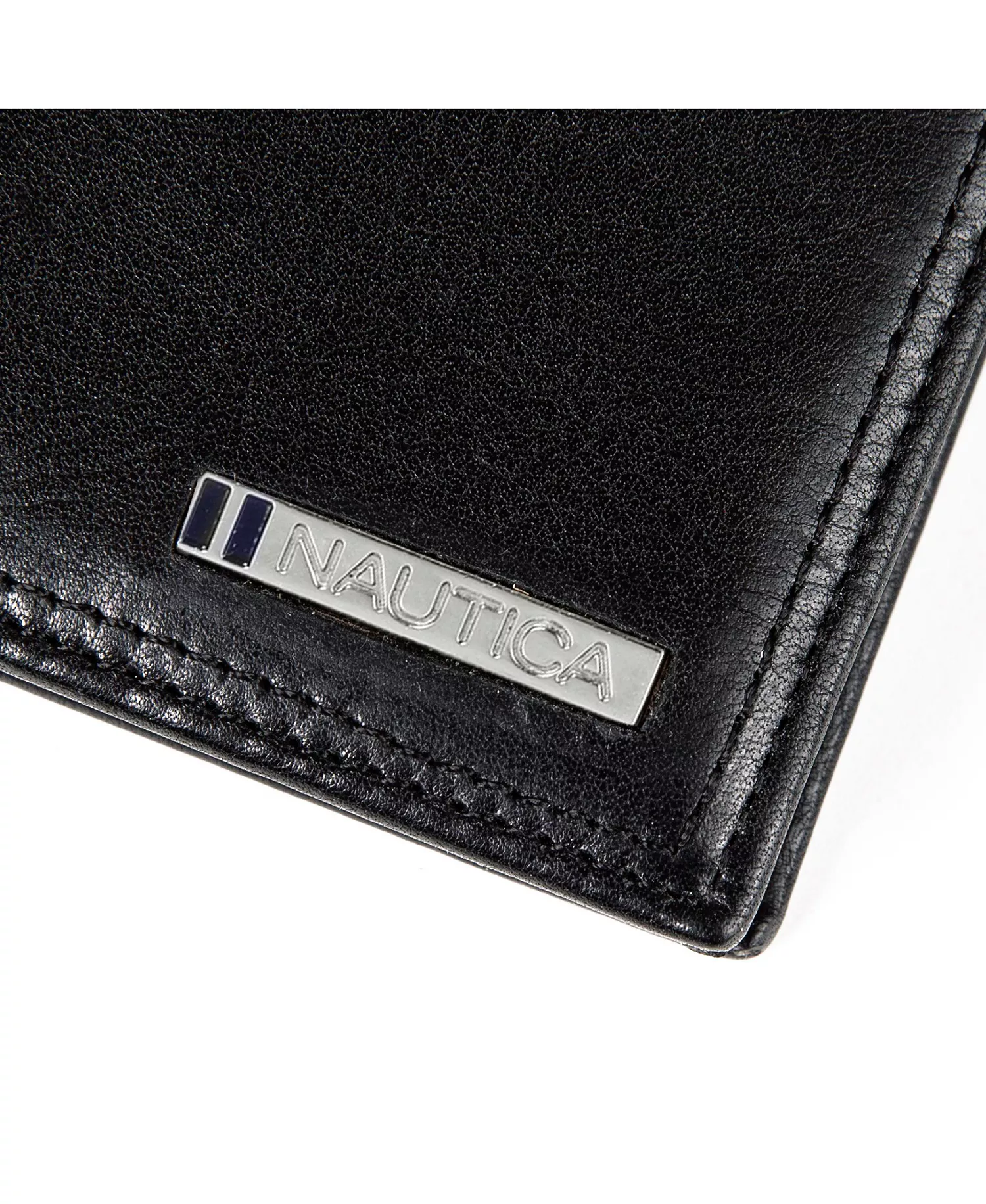 Men's Enameled Logo Leather Bifold Wallet - Black - ONE SIZE