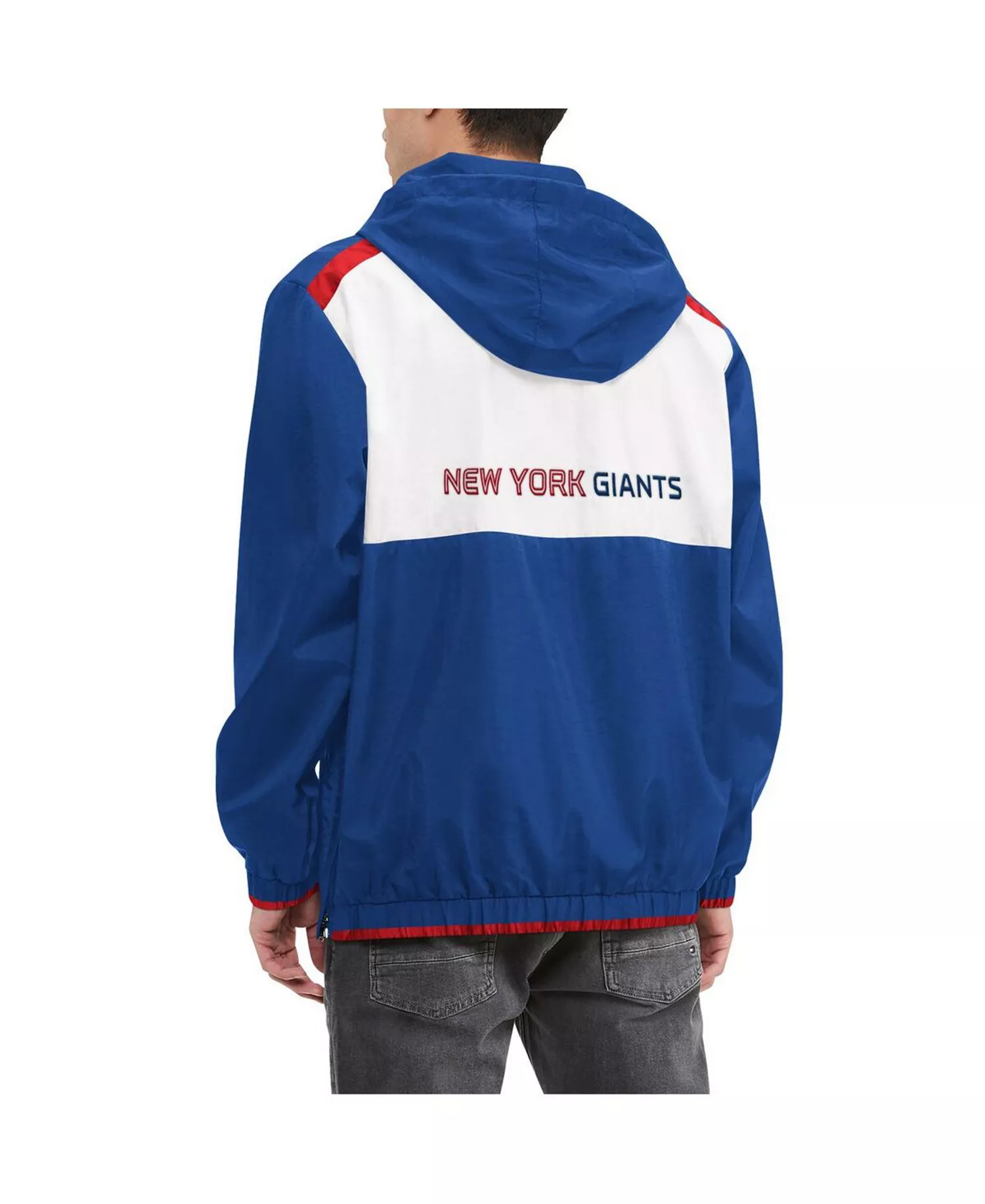 Men's Royal, White New York Giants Carter Half-Zip Hooded Top - Royal, White - XL
