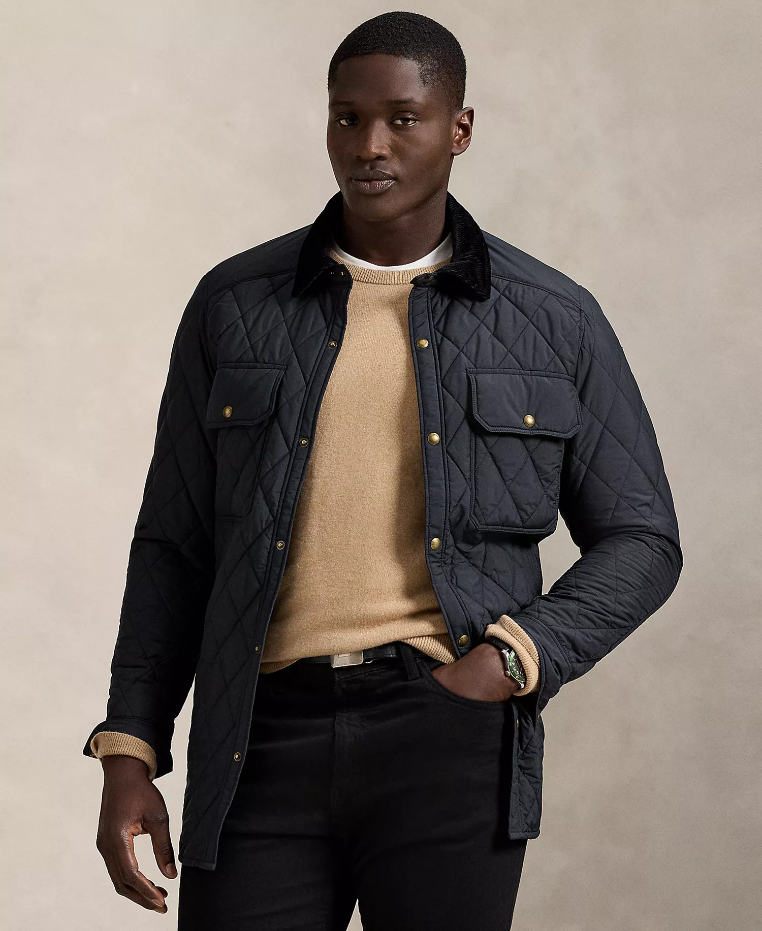 Men's Big & Tall Beaton Quilted Snap-Front Jacket - Polo Black - 3XLT