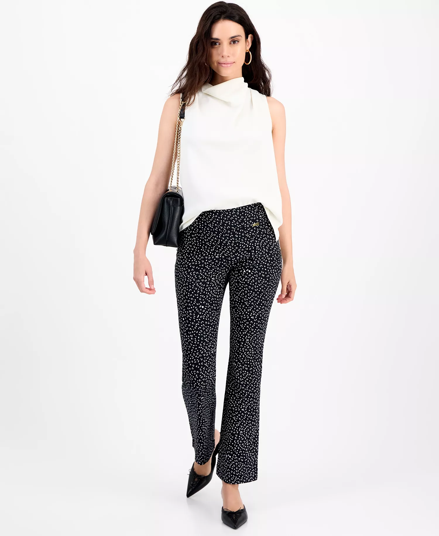 Petite Draped-Neck Sleeveless Top, Macy's Exclusive  - Vintage Cream - P/L