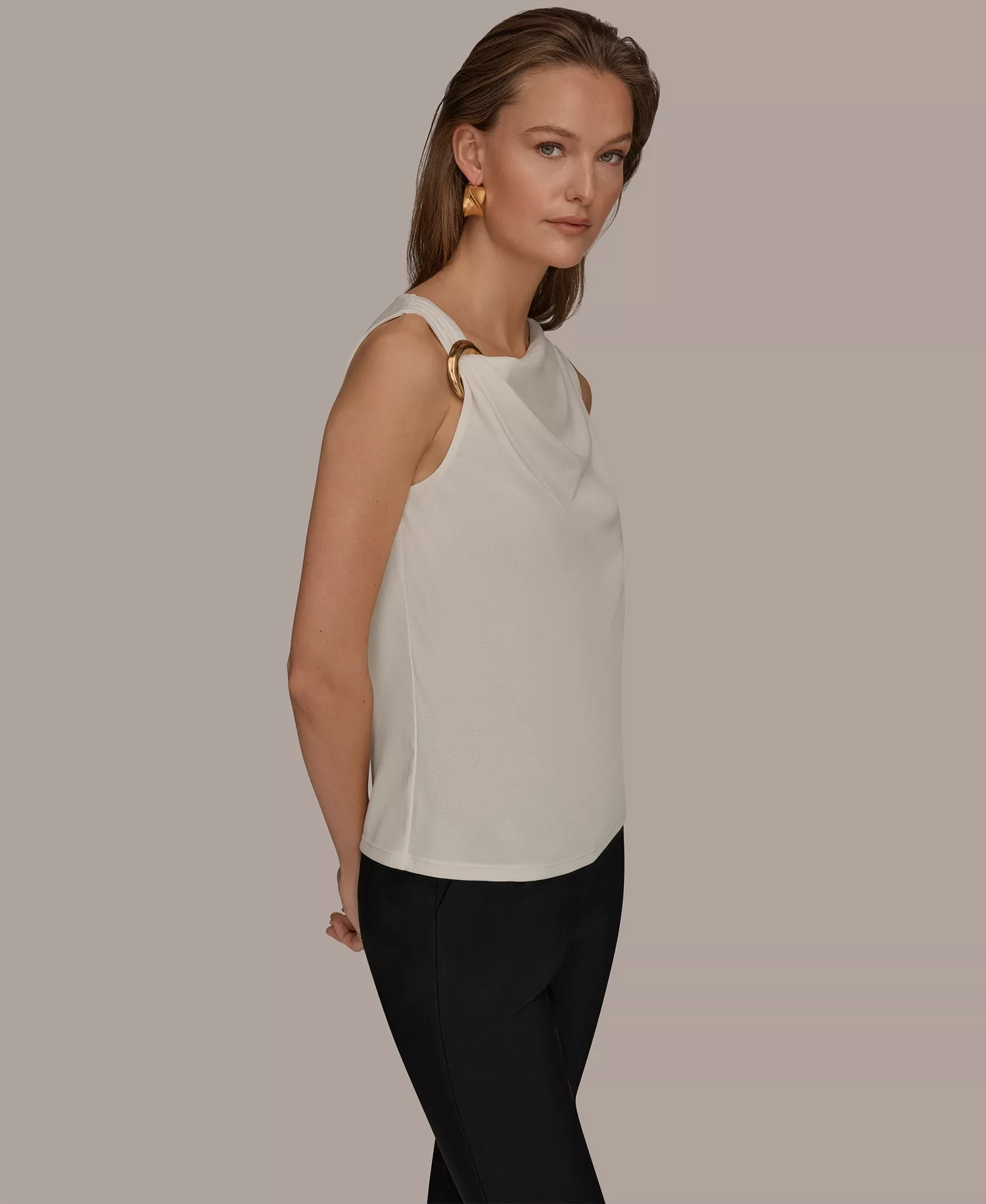 Women's Cowl Neck Top - Cream - L