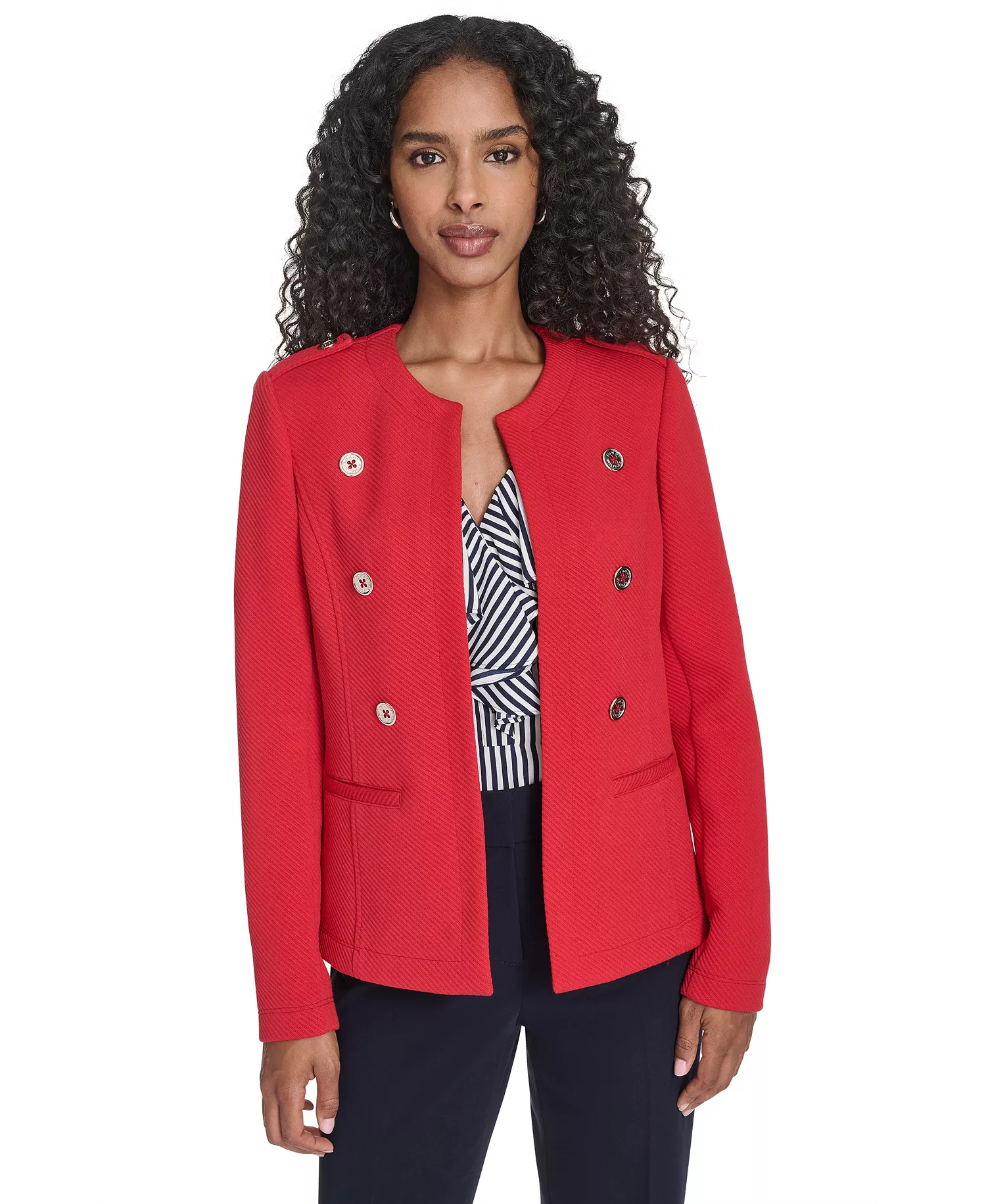 Women's Twill Jacquard Band Jacket - Scarlet - M