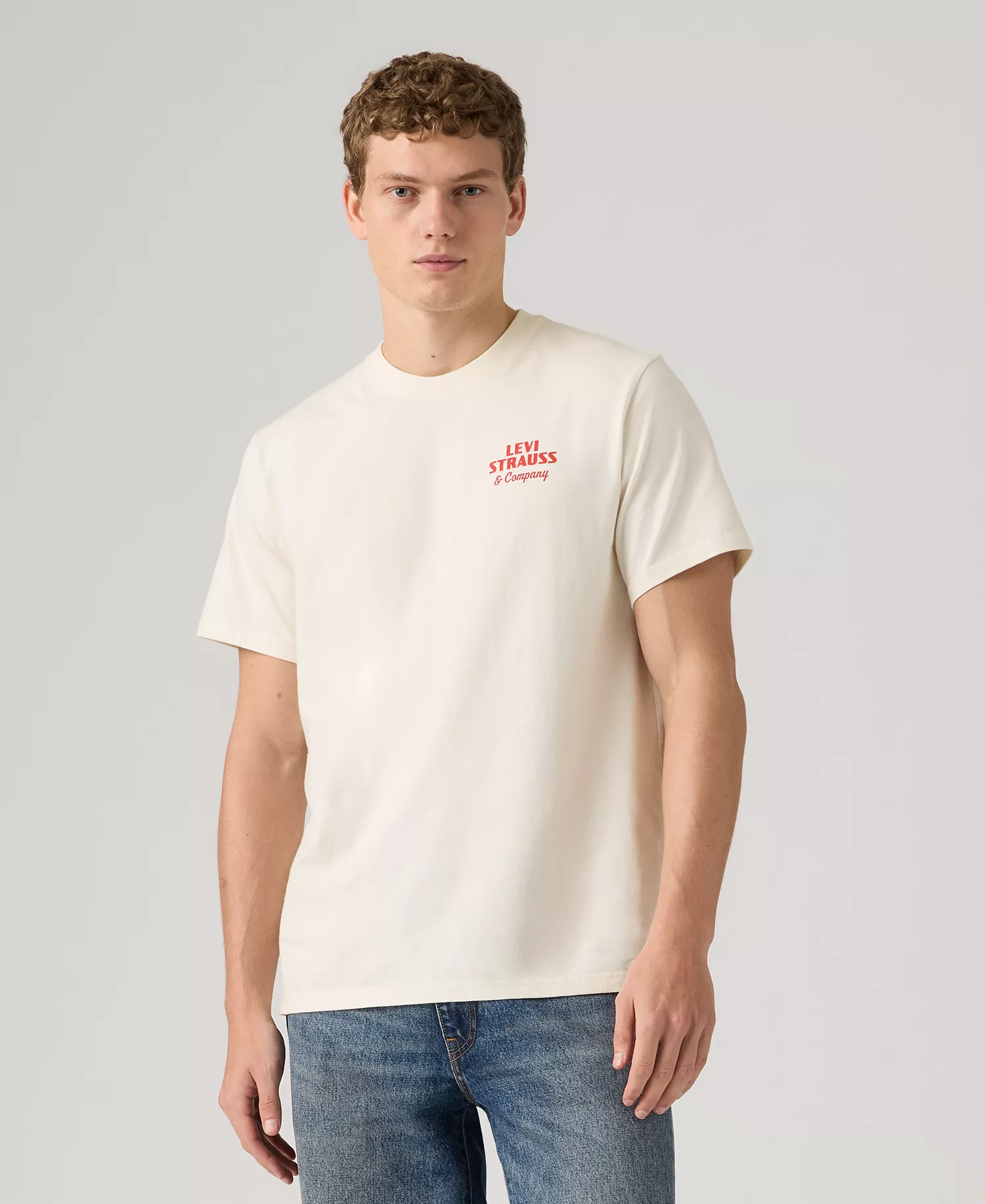 Premium Men's Relaxed-Fit Logo Graphic T-Shirt - ARCHIVAL OVERALLS 2 EGRET - 2XL