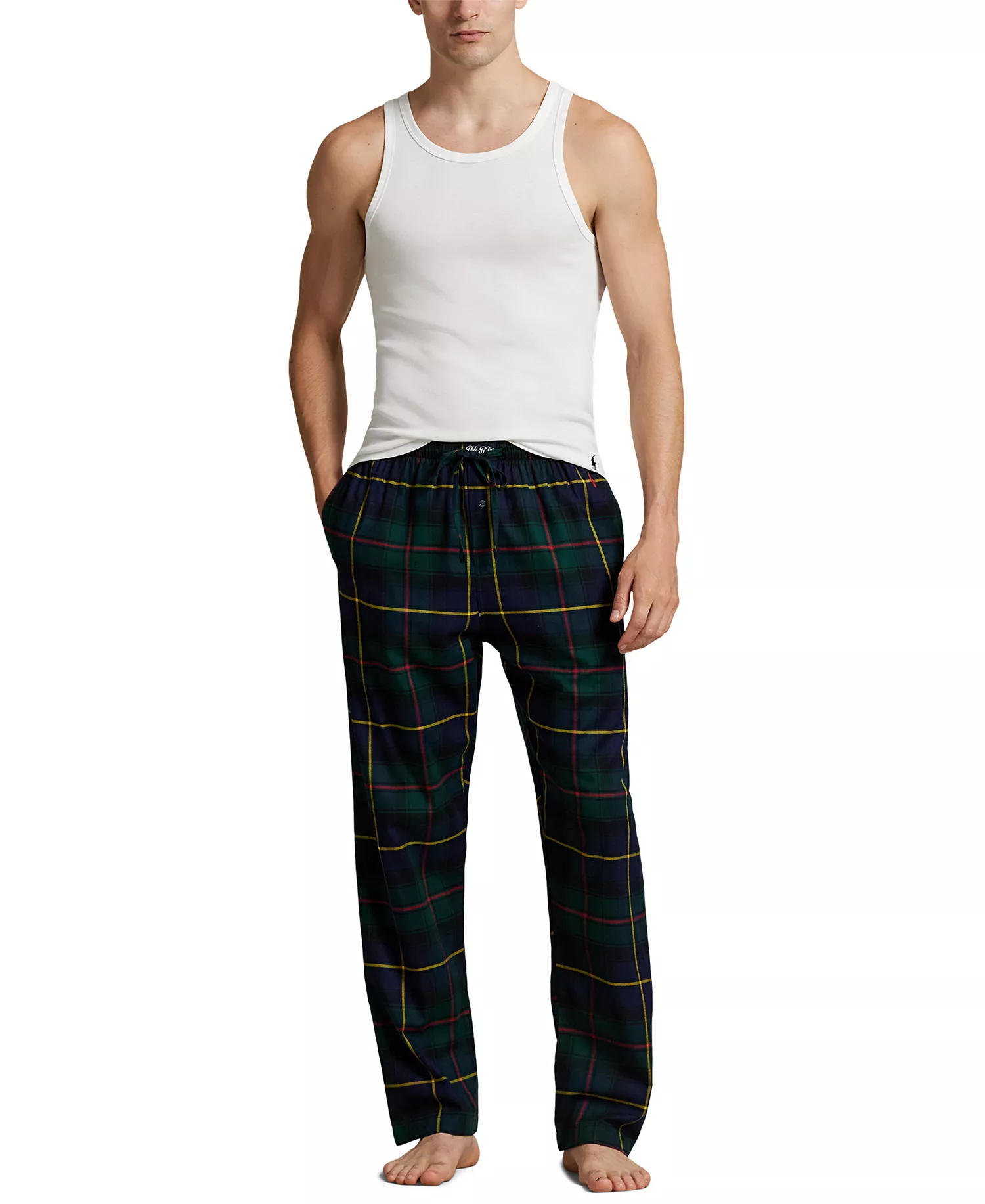 Men's Stewart Plaid Flannel Pajama Pants - Polo Tartan - L