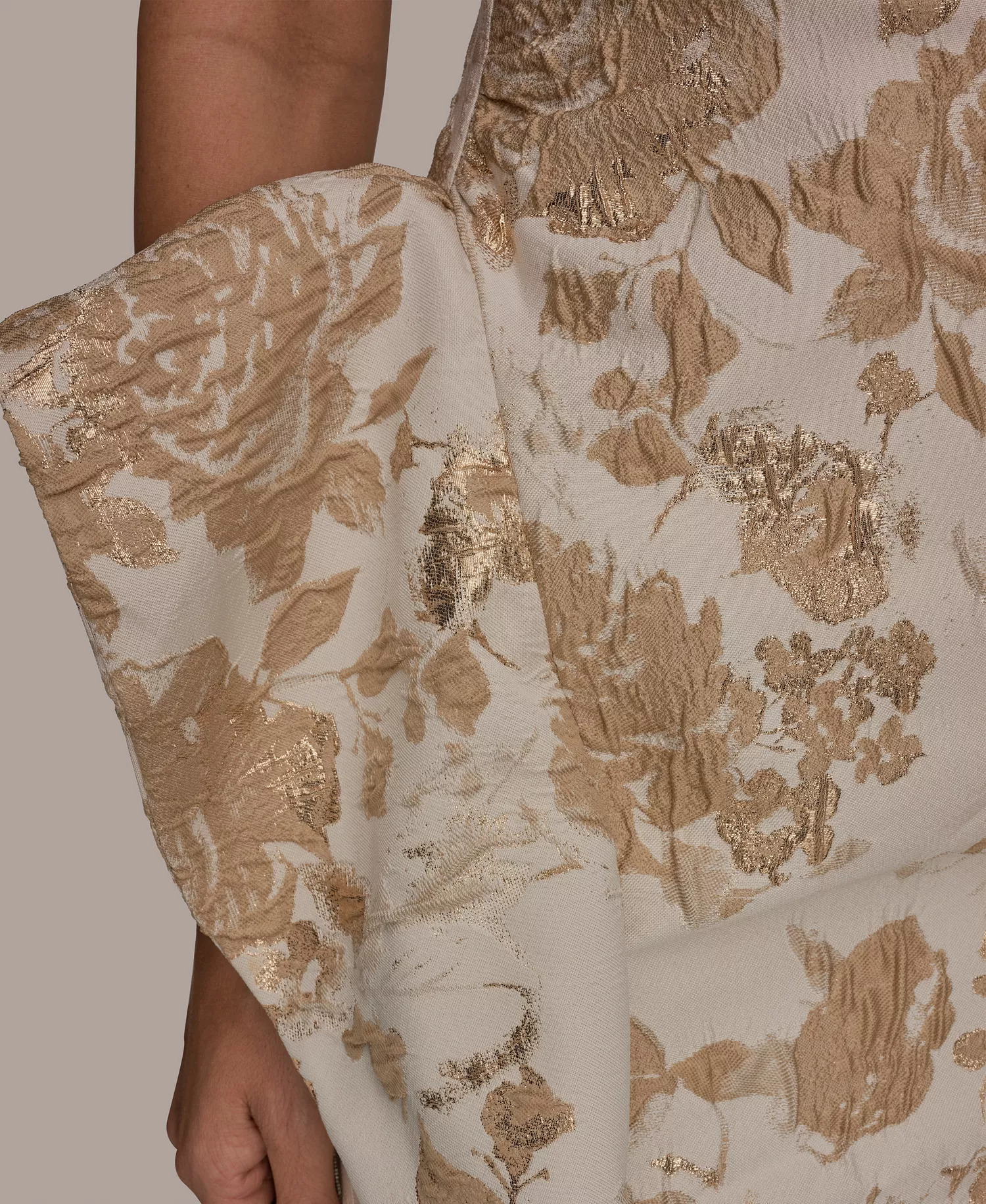 Women's One Shoulder Side Ruffle Gown - Gold Multi - 10