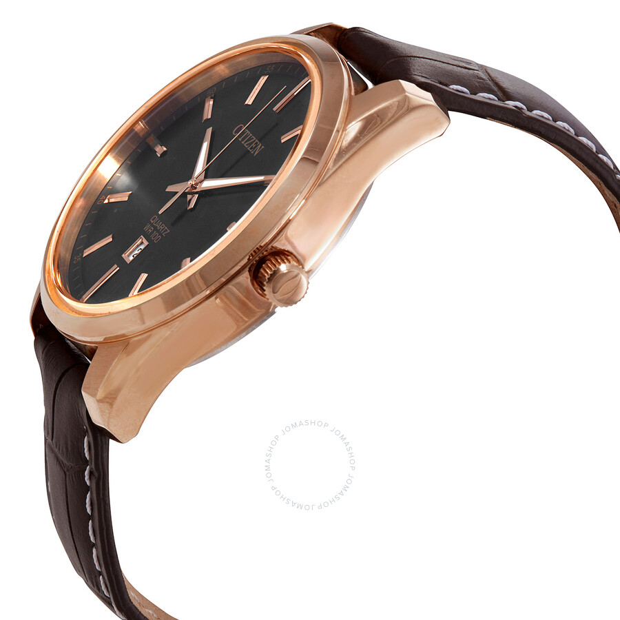 Citizen Quartz Black Dial Brown Leather Ladies Watch