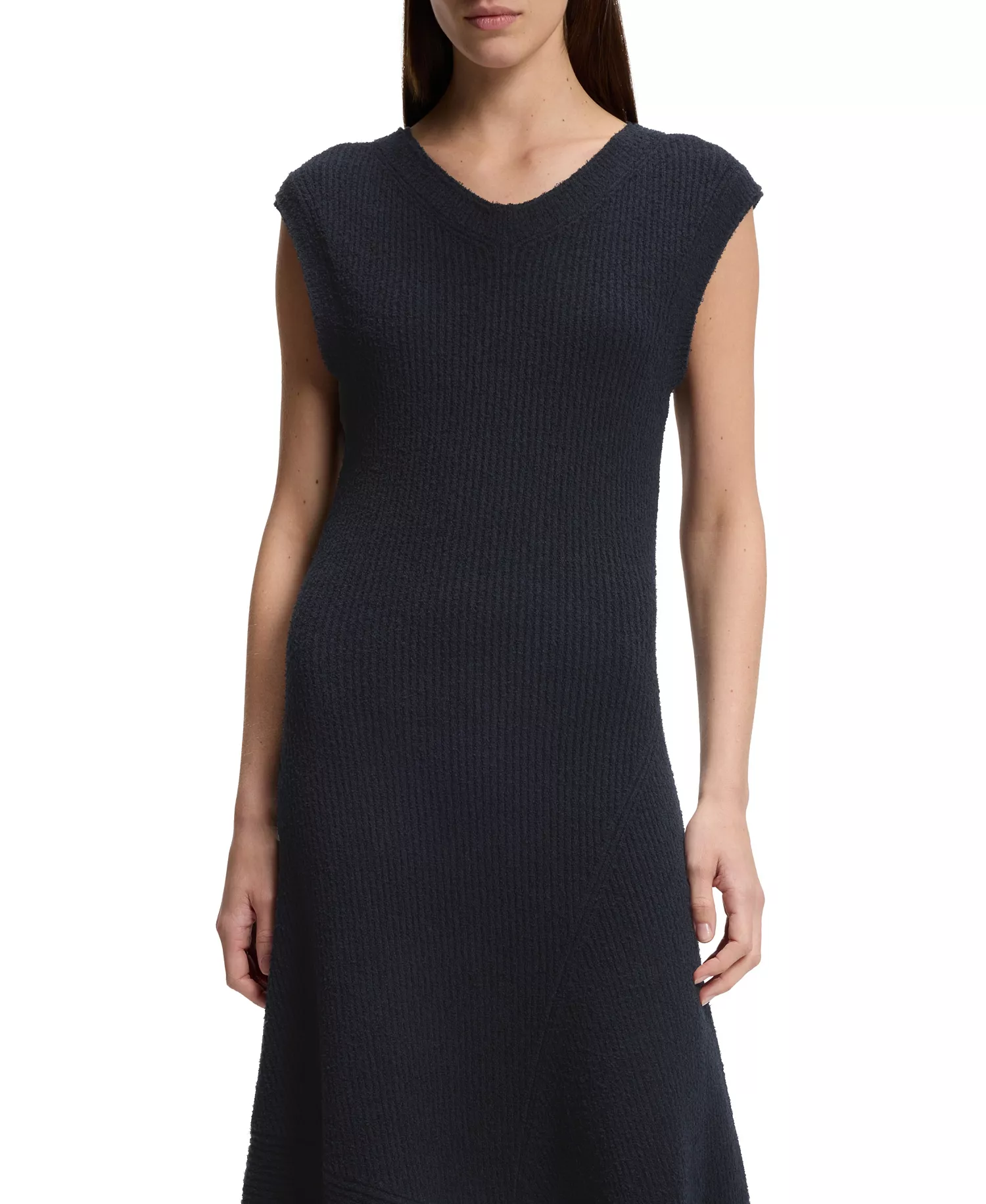 BOSS by Women's Bouclé Yarn Slim-Fit Ribbed Dress - Dark Blue - L