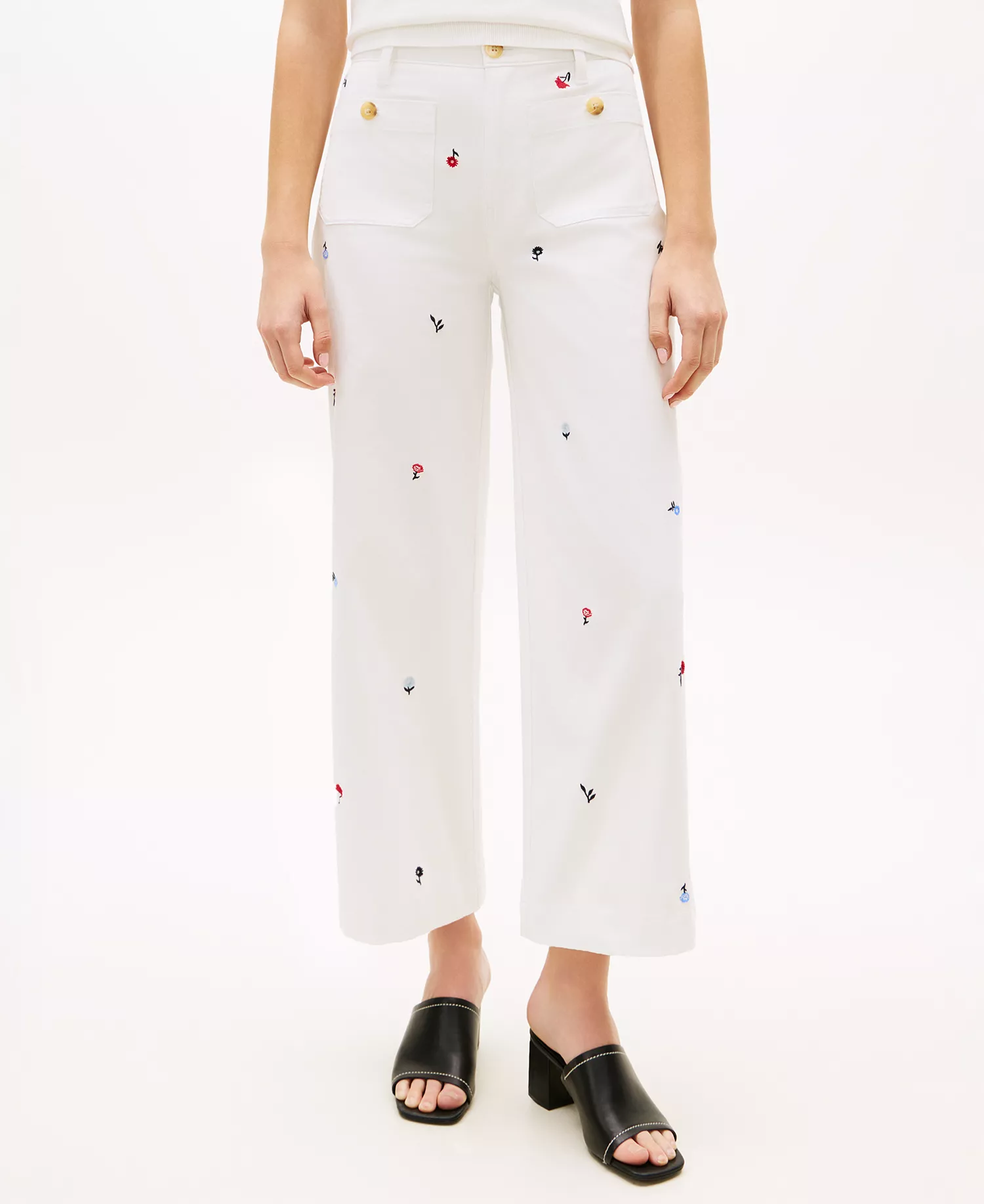 Women's Patch Pocket Printed Chinos Pants - Ecru - 10