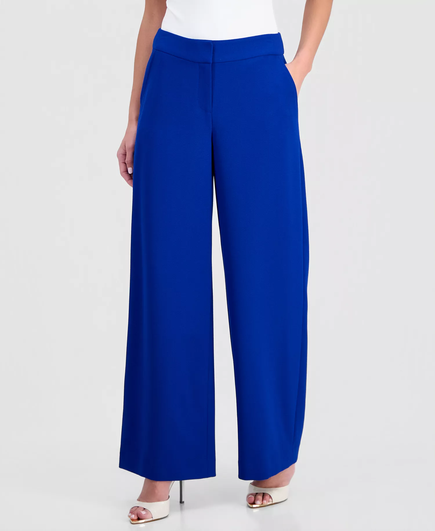 Petite Mid-Rise Wide-Leg Pants - Cobalt - 10P