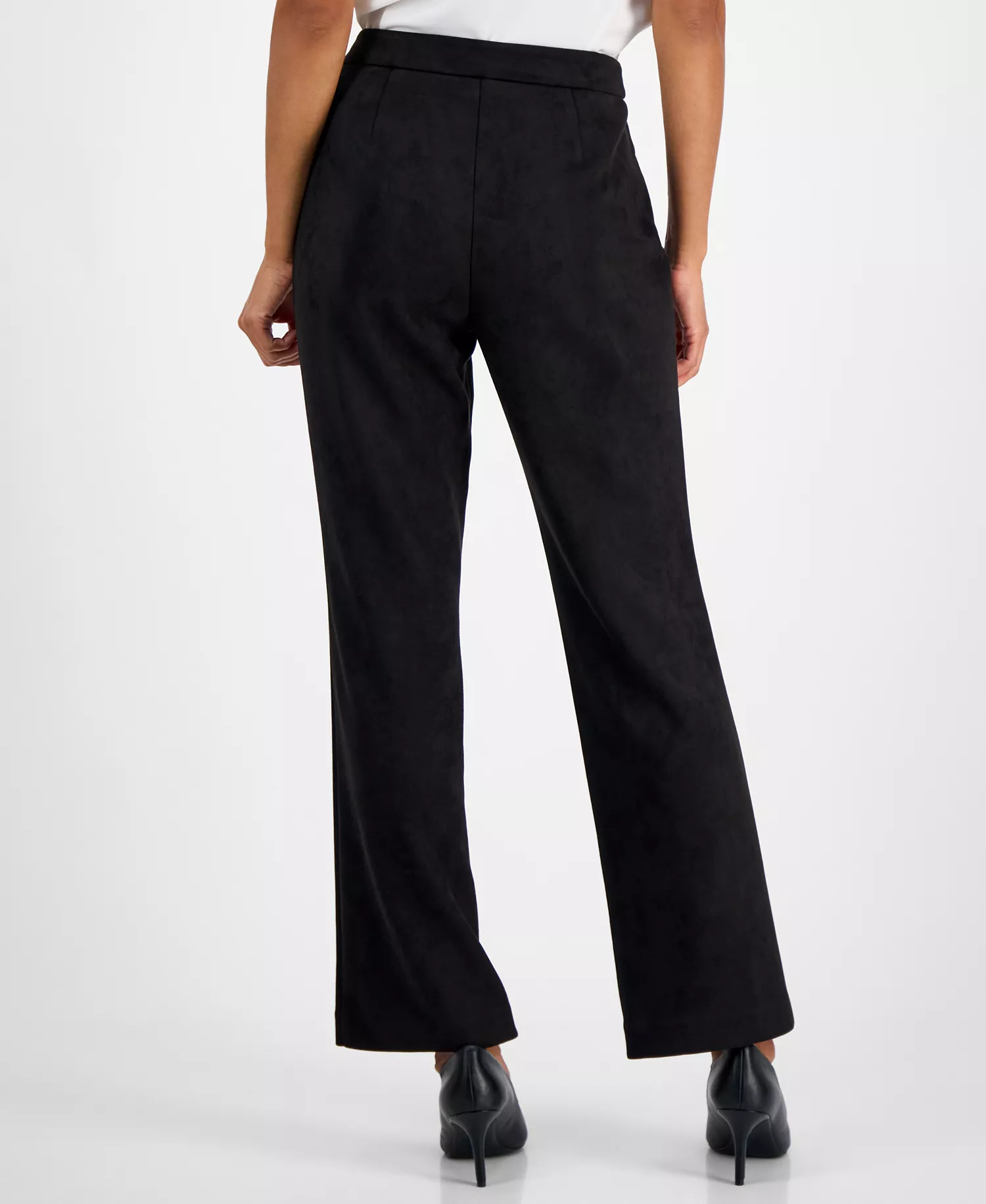 Women's High-Rise Seamed Straight-Leg Pants  - Black - 12