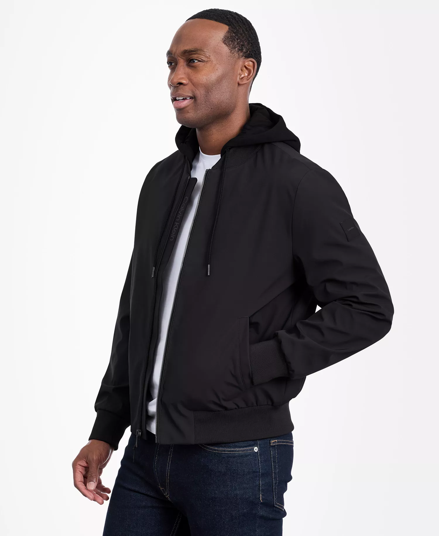Men's Bomber Knit Hood Jacket - Black - 2XL
