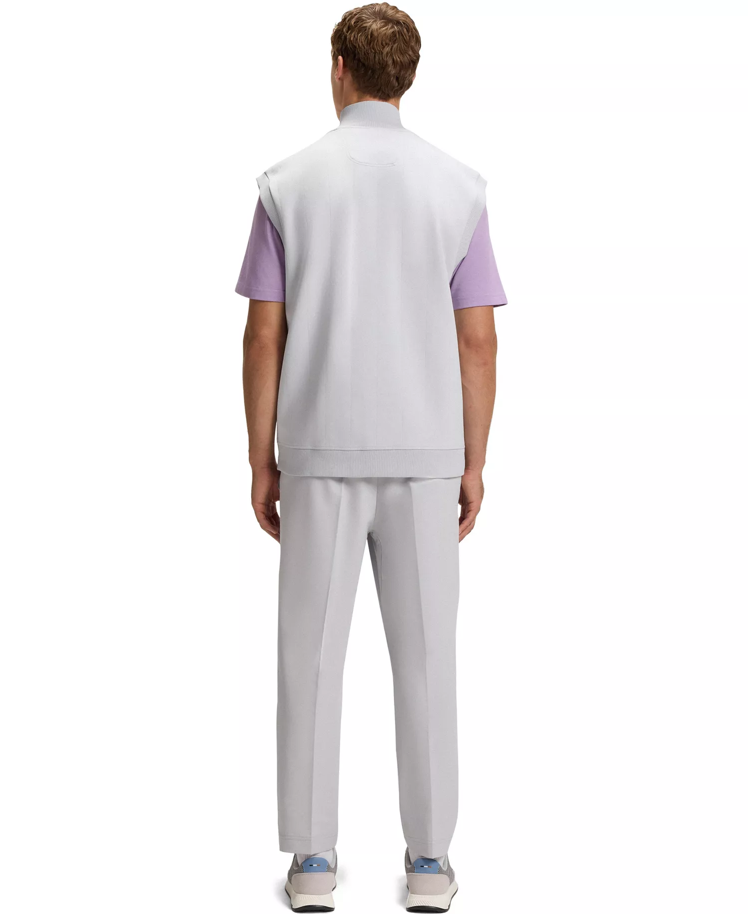 Men's Cotton Blend Sleeveless Zip-Up Sweatshirt - Open Gray - 2XL